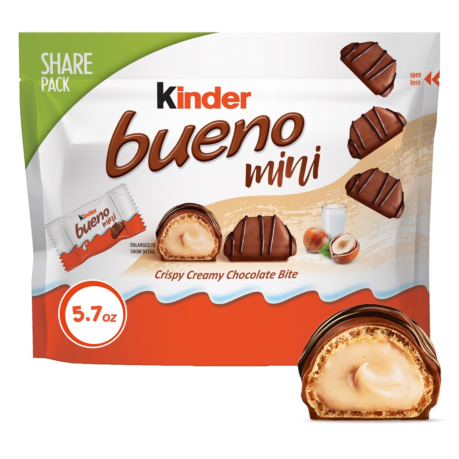 Kinder Bueno Mini Chocolate Hazelnut Cream Bites, Share Pack, 5.7 Oz