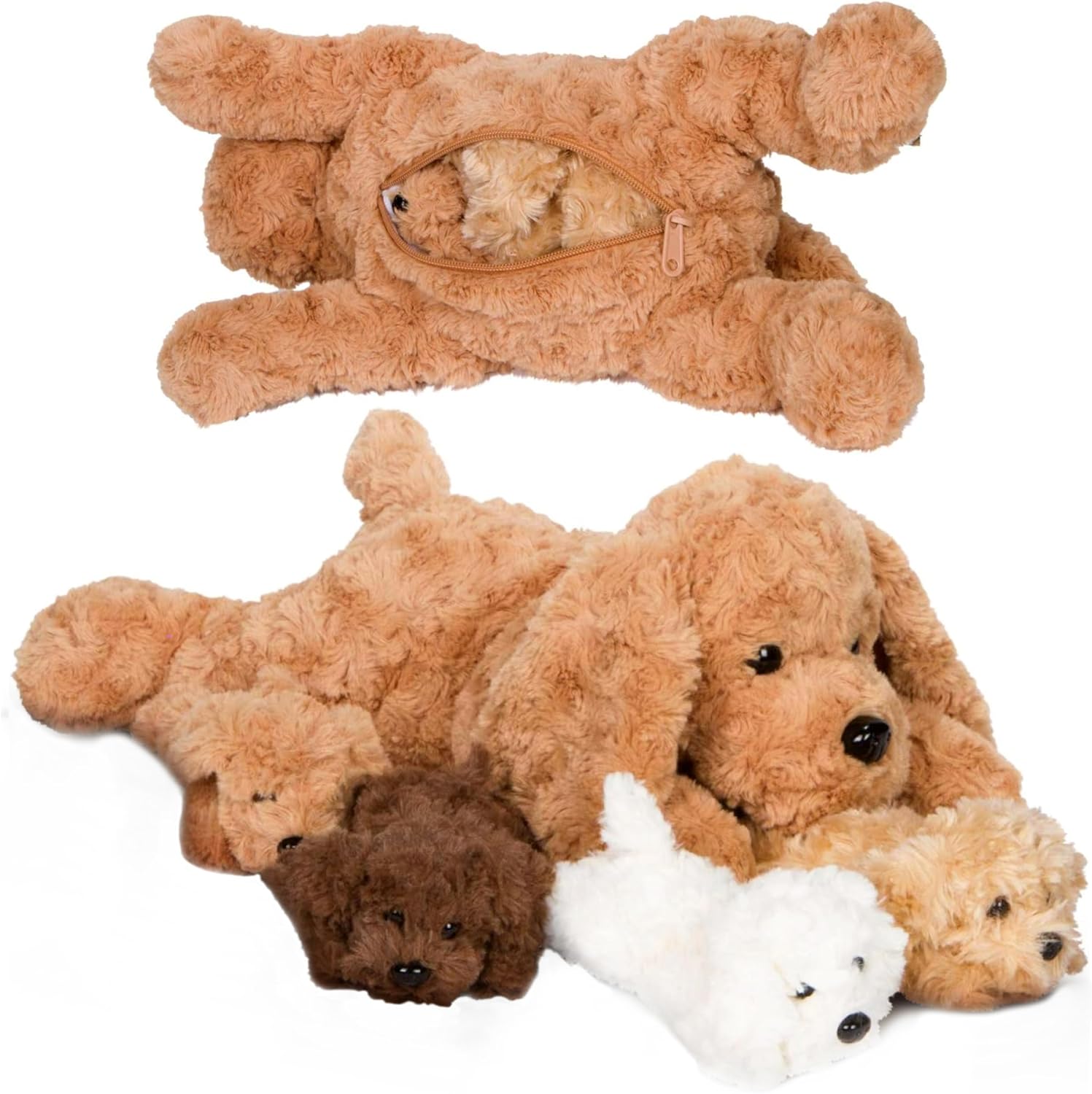 PixieCrush Adopt Me Dog Stuffed Animals for Girls Ages Three to Eight- Mommy Labradoodle with Four Puppies- Magical Dog Pillow Plushie - Enchanting Toy Dog Surprise for Imaginative Play