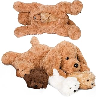 PixieCrush Adopt Me Dog Stuffed Animals for Girls Ages Three to Eight- Mommy Labradoodle with Four Puppies- Magical Dog Pillow Plushie - Enchanting Toy Dog Surprise for Imaginative Play