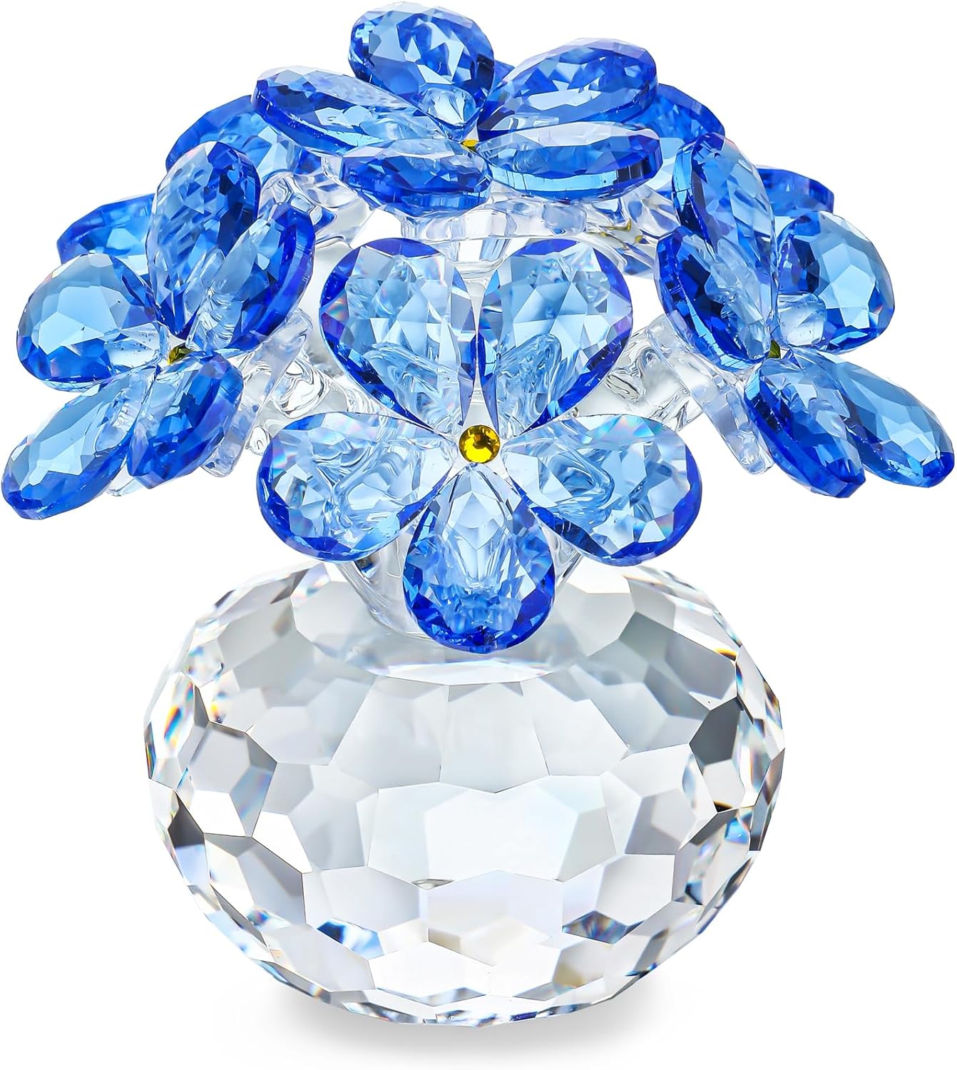 H&D HYALINE & DORA Blue Crystal Flower Figurine Forget Me Not,Crystal Flower Gifts for Mom Wife Girlfriend,Crystal Glass Flower Ornaments for Home Office Tabletop Centerpieces
