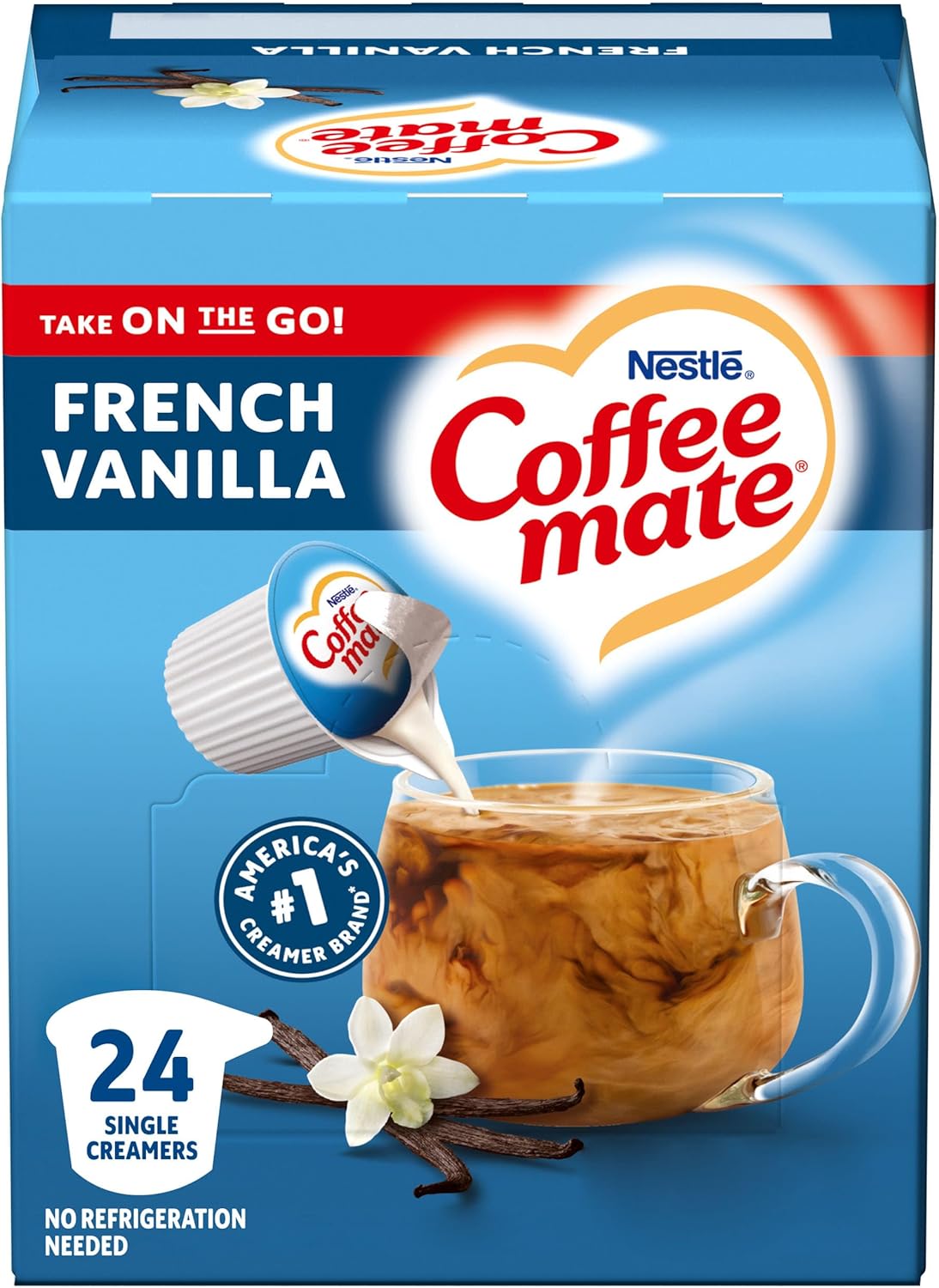Coffee-mate French Vanilla Liquid Coffee Creamer 24 Ct Singles, 9 Fl Oz