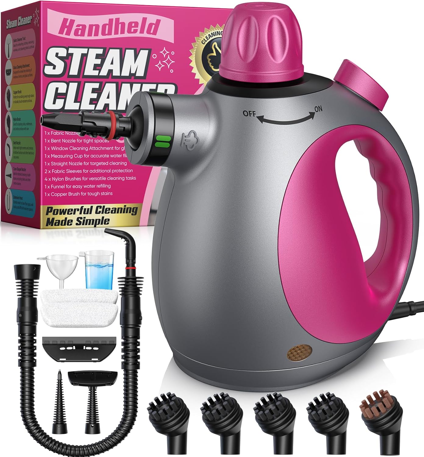 Handheld Steam Cleaner, Multi-Purpose Pressurized Steamer with Safety Lock & 14 Accessories, 450ML Tank for Home, Car, Furniture, Grout, Upholstery, Couch Cleaning (Purple)