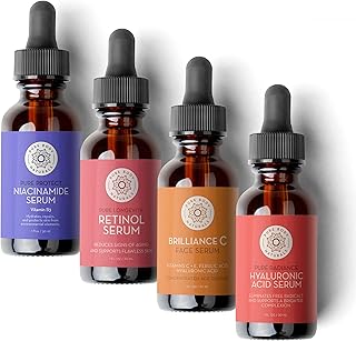 Pure Body Naturals Facial Serum - Hyaluronic Acid Serum, Retinol Serum, Vitamin C Serum, and Vitamin B3 (Niacinamide) Serum - A Perfect Serum Gift Set for Women of All Ages
