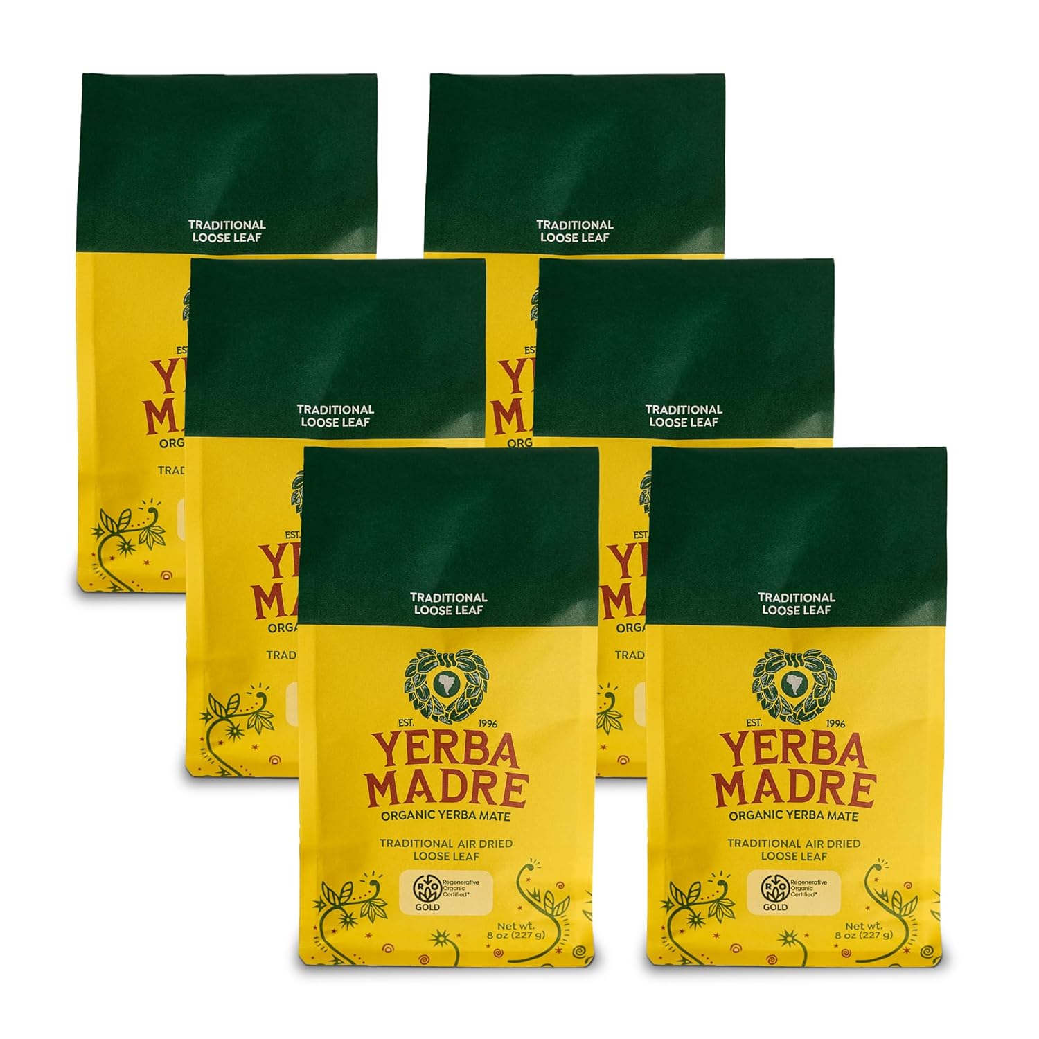 Yerba Madre Organic Loose Leaf Yerba Mate, 8 Ounce (Pack of 6)