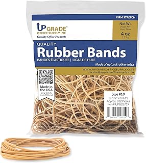 Upgrade Office Supply UPG23719 Rubber Bands, Size #19 (3-1/2" x 1/16"), 1/4 lb. Bag, Natural Crepe, Made in USA