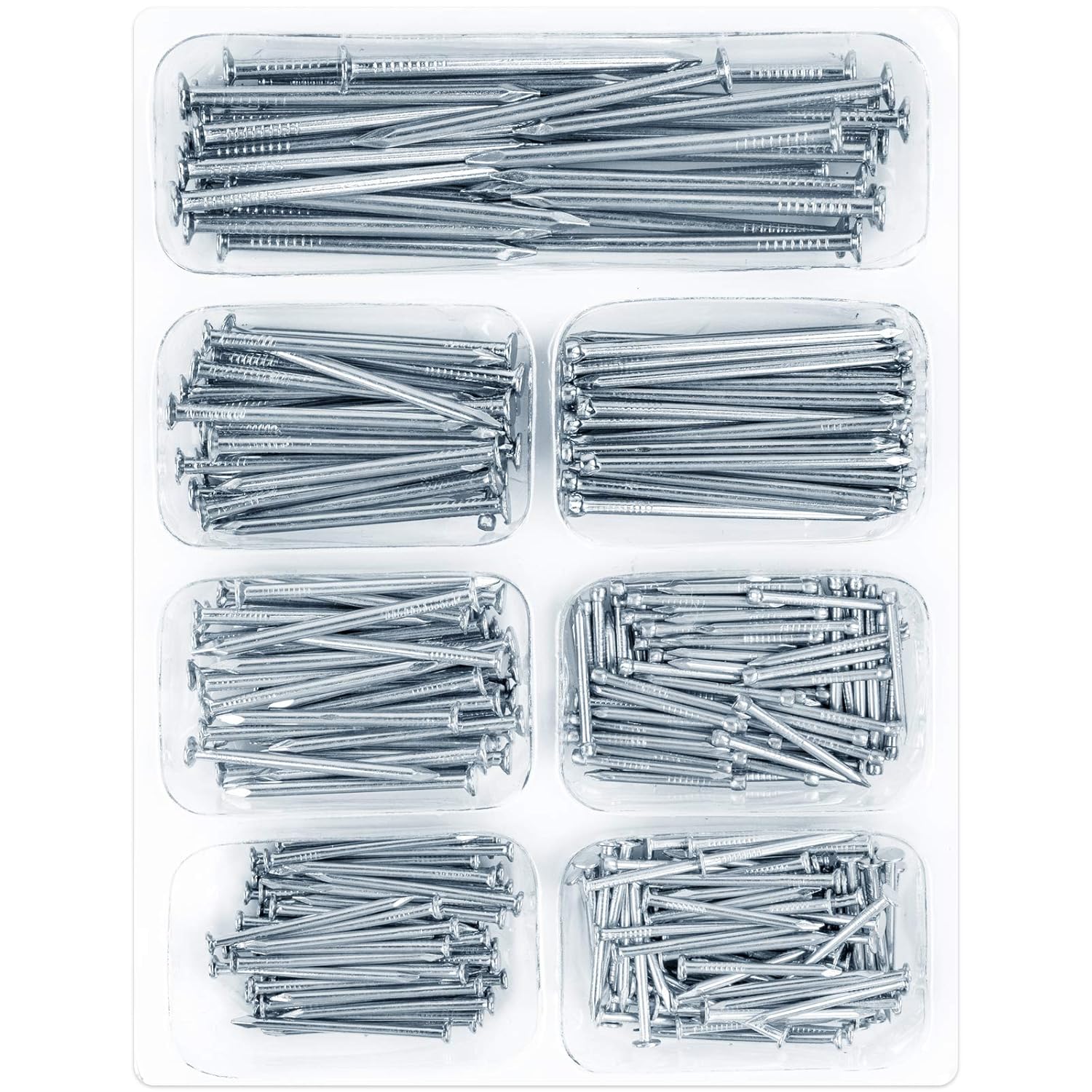 STUHAD 400pcs Hardware Nails Assortment Kit, Picture Hanging Nails, Galvanized Nails, Small Nails for Hanging Pictures, 7 Size Assortment for Finish Nails, Wood Nails, Wall Nails