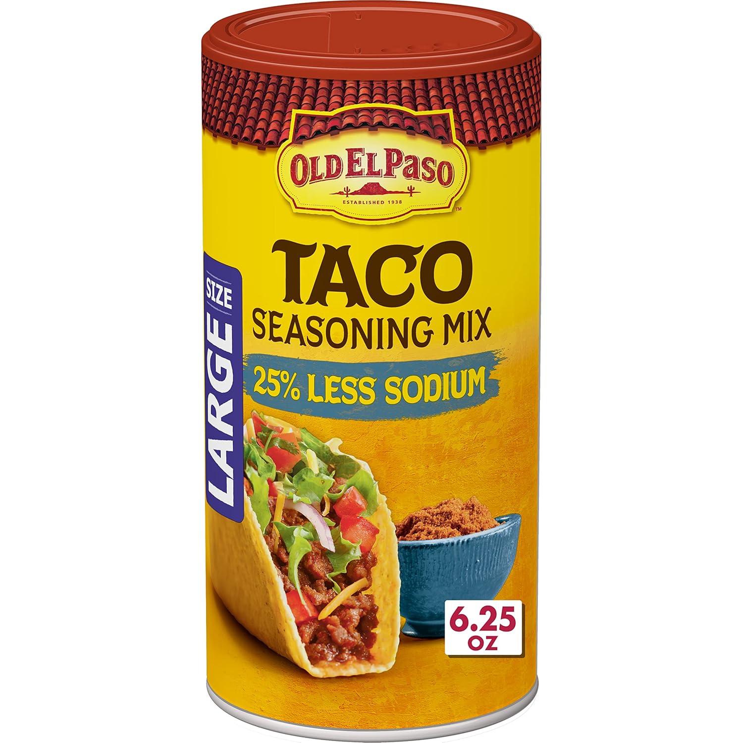 Old El Paso Taco Seasoning, 25% Less Sodium, Large Size, 6.25 oz.