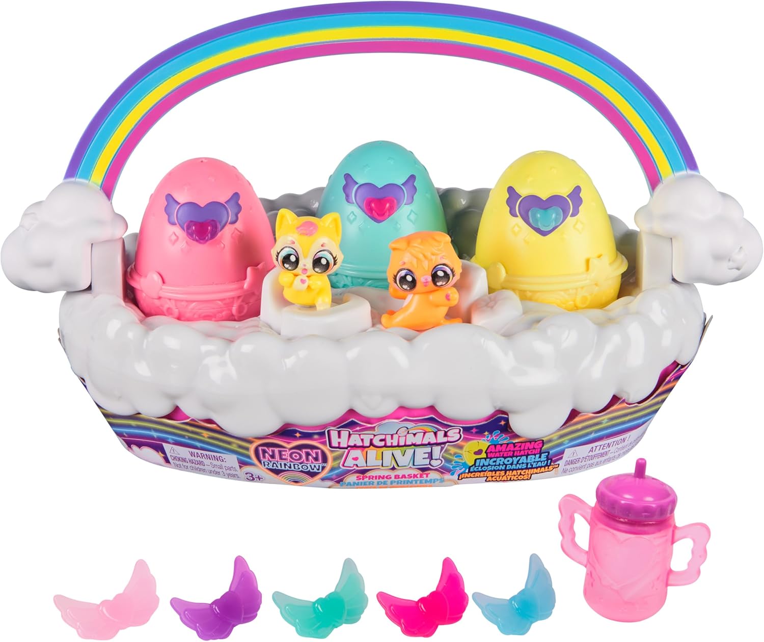Hatchimals Alive, Neon Rainbow Spring Basket Toy (Styles May Vary), 3 Self-Hatching Easter Eggs, Fun Gift & Kids Toys for Girls & Boys Ages 3 and up
