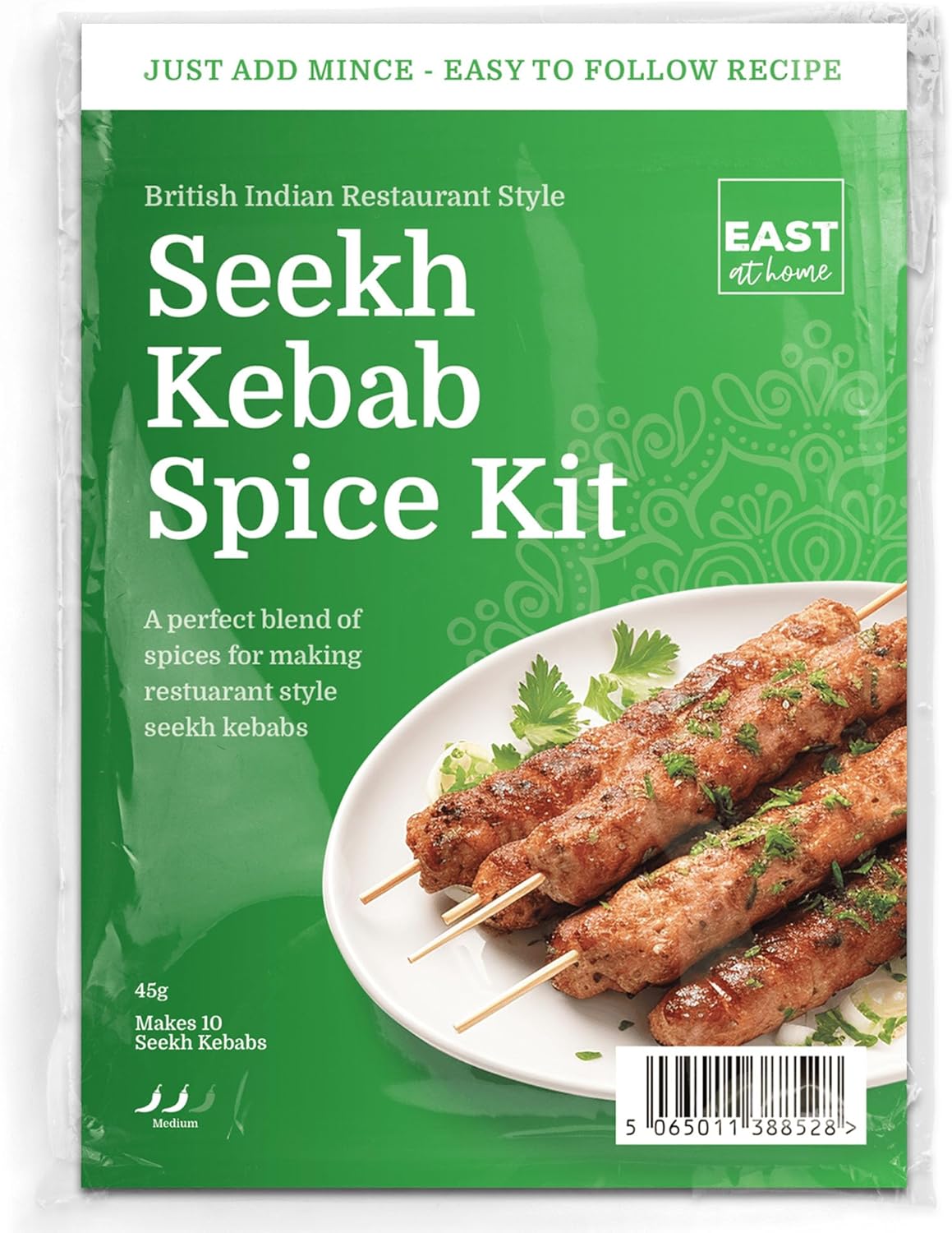 East at Home Seekh Kebab Spice Kit, Create Authentic Restaurant Quality Seekh Kebabs with Our Flavorful Indian Spice Mix, Makes 10 Delicious Kebabs, Pack of 3