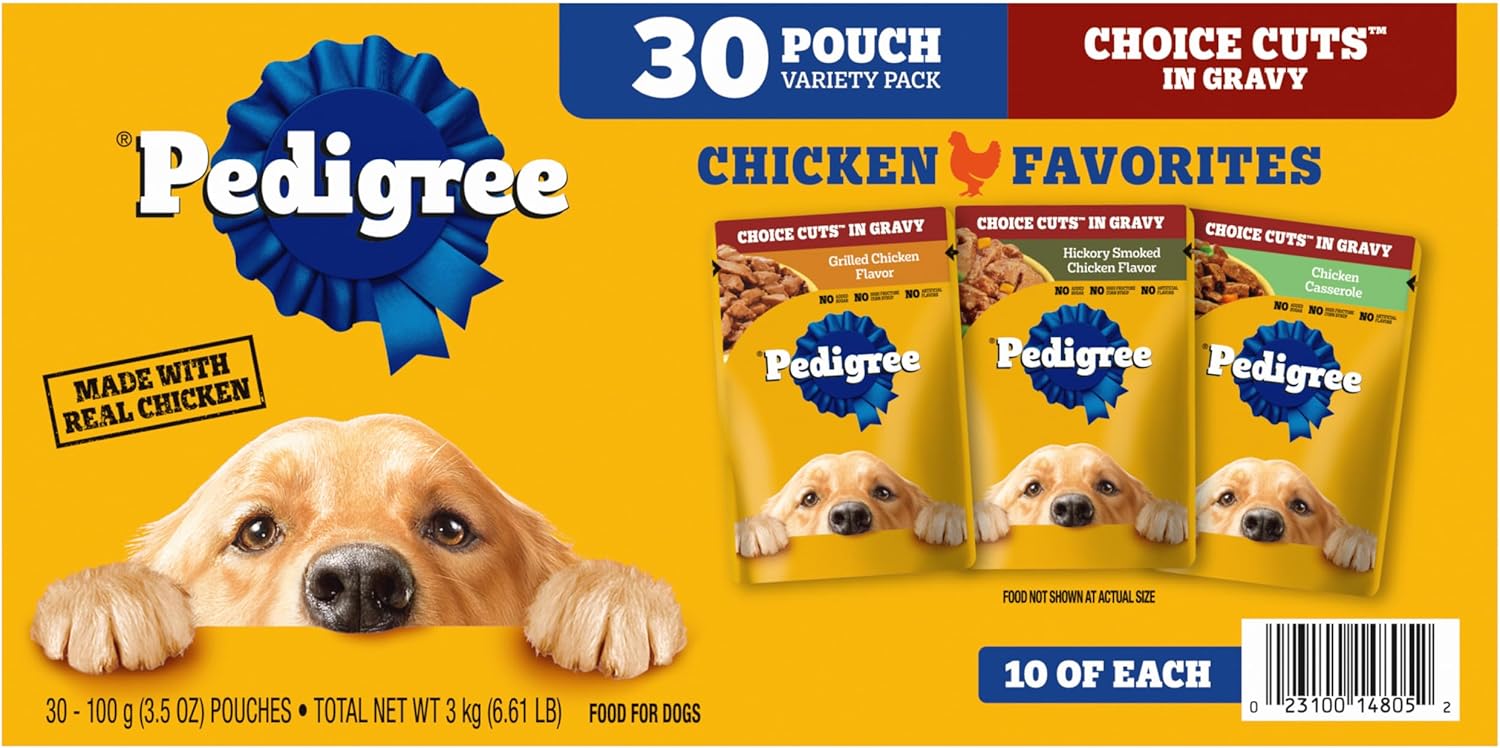 Pedigree Choice Cuts in Gravy Adult Soft Wet Dog Food 30-Count Variety Pack, 3.5 oz. Pouches