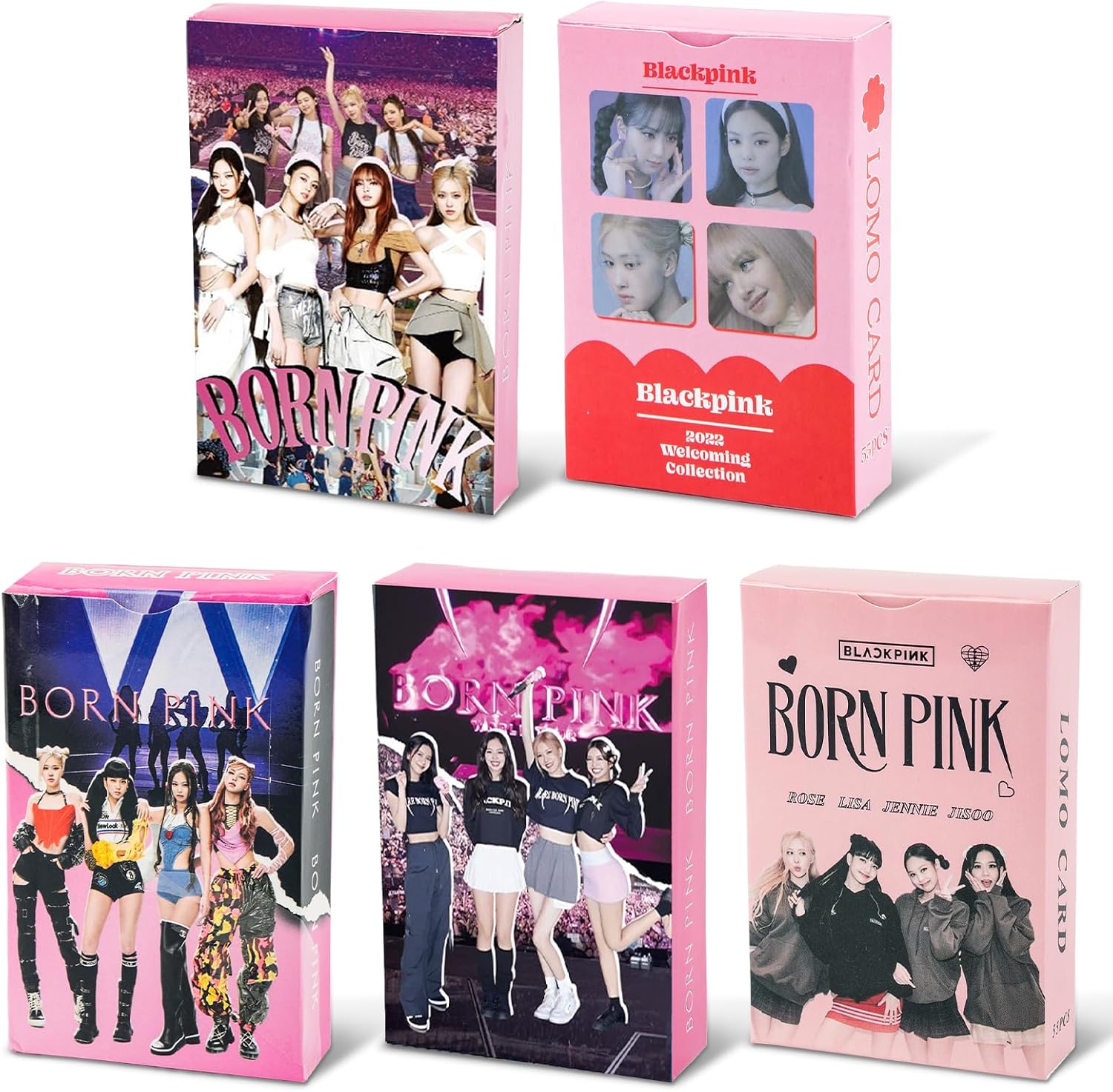 5-Pack / 275 Pcs Kpop Photocard Set with Postcards, Collectible Greeting Cards in Gift Box for Fans and Collectors Assorted Designs