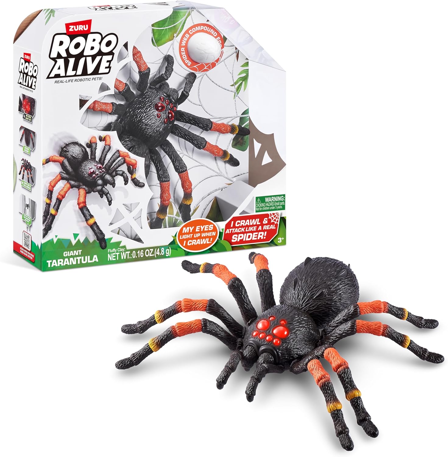 ROBO ALIVE Robotic Giant Tarantula, 38.5 cm, Battery-Powered Robotic Toy, Realistic Movements, Toy Spider