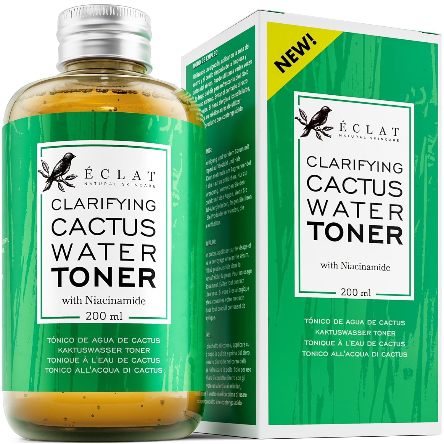 Niacinamide Toner for Face - Clarifying Anti Aging Pore Minimizing Facial Toner with Salicylic Acid, Hyaluronic Acid, Aloe Vera, Brightening & Moisturizing Alcohol Free Toner, Sensitive Skin, Organic