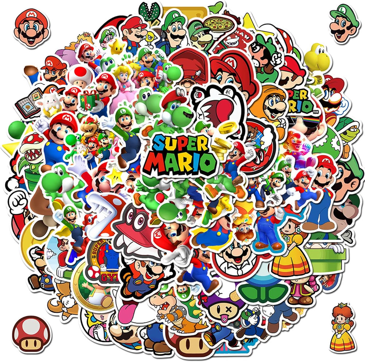 RUBANG 100Pcs Cartoon Game Mario Stickers for Kids and Teen, Cool Mario Game Stickers for Adult Water Bottle, Skateboard, Phone, Laptop, Bicycle, Travel Case