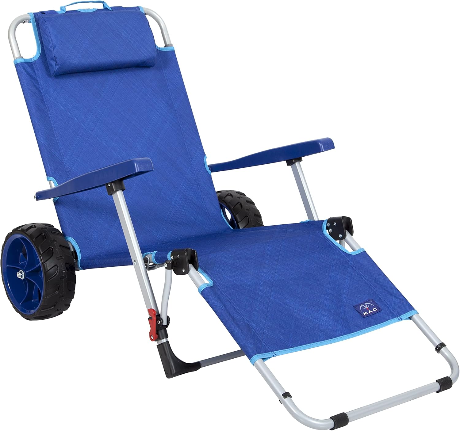 MacSports with Integrated Wagon Pull Cart Combination, Aluminum polyester Plastic, Blue, Lounger with Lock