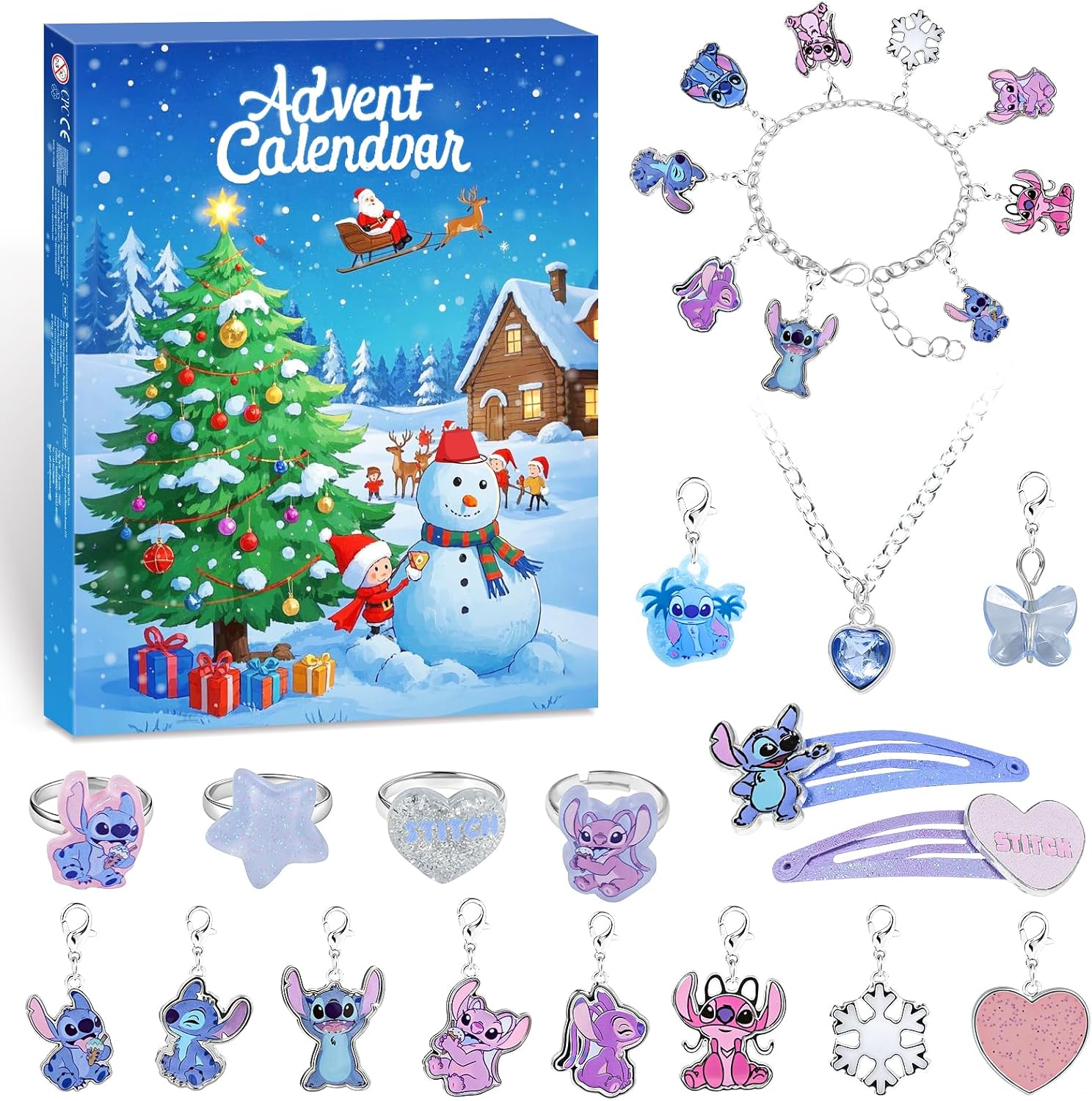 Advent Calendar 2025 for Kids Christmas 24 Days Countdown Calendar with Bracelet, Necklace, Hair Accessories and Unique Cartoon Charm Christmas Holiday Ornament Gift