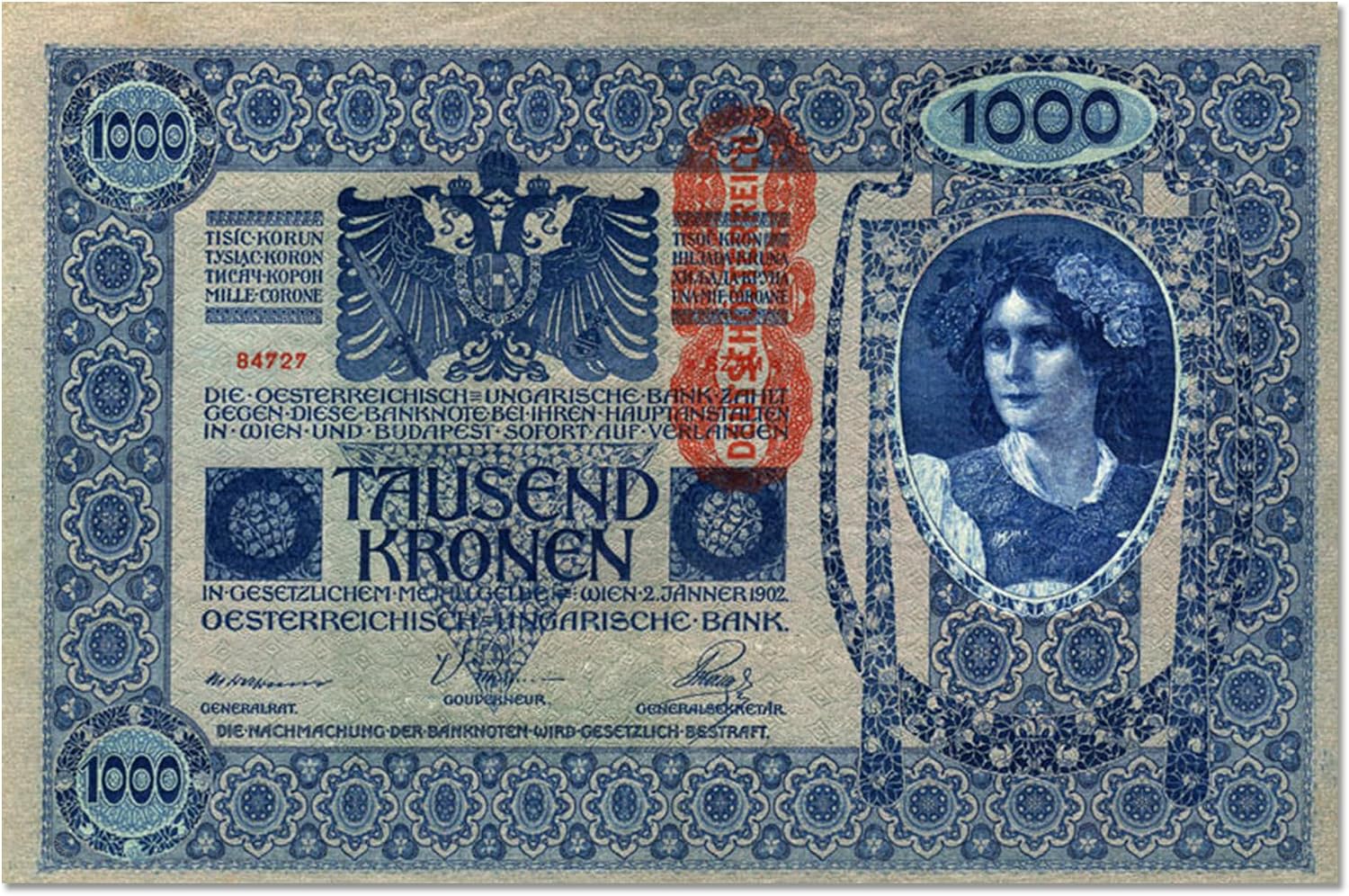 IMPACTO COLECCIONABLES World Paper Money: 9 Languages Banknote Issued by The Austro-Hungarian Empire 1902 - Collection with Old Banknotes and Complete Your Album Certificate of Authenticity