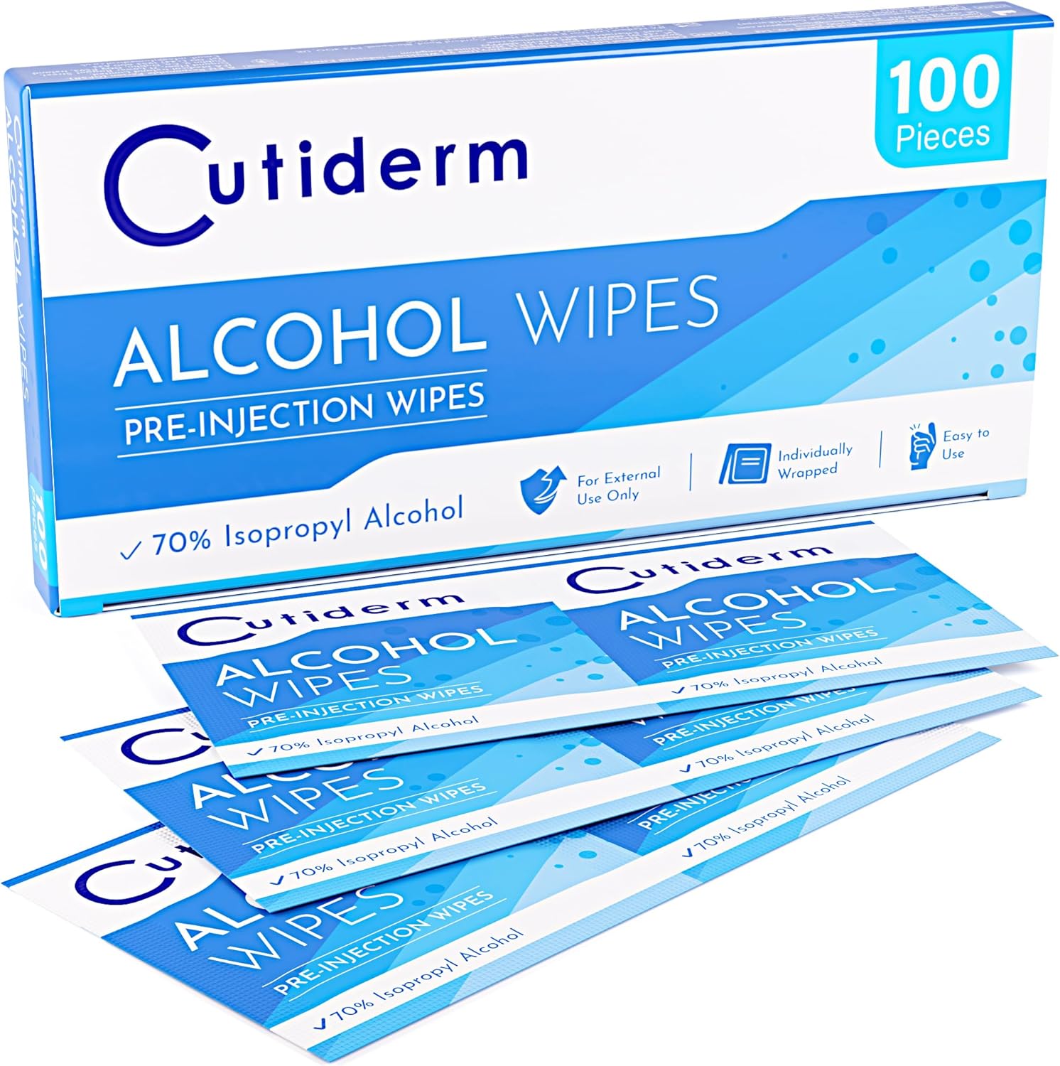 Cutiderm Pre-Injection Alcohol Wipes/Swabs Box of 100 Sachets