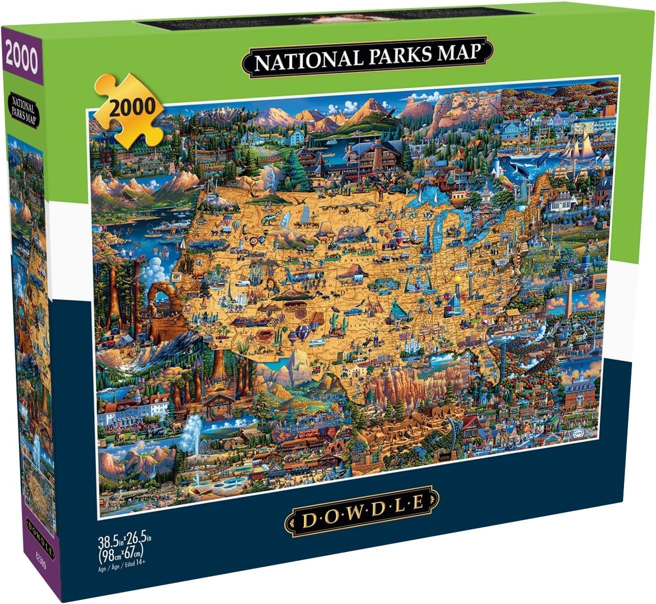 Buffalo Games - Dowdle - National Parks Map - 2000 Piece Jigsaw Puzzle Age 14+ for Adults Challenging Puzzle Perfect for Game Nights - Finished Size 38.50 x 26.50
