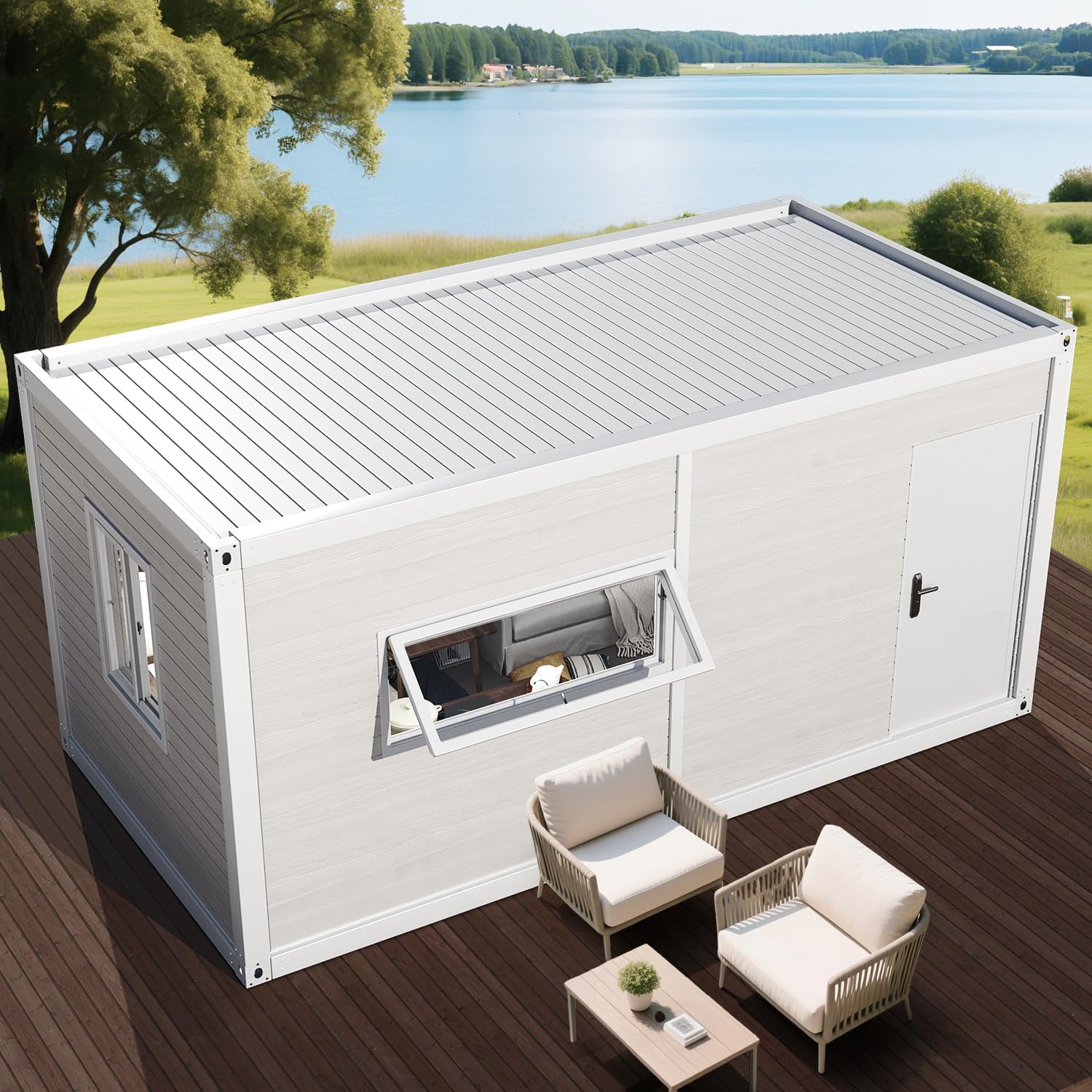 AMGUI Modern Single Luxury Apartment Container, Holiday Cabin, Modular prefabricated Building House, Modern Design Suitable for Small Space, Installation and Customization Included