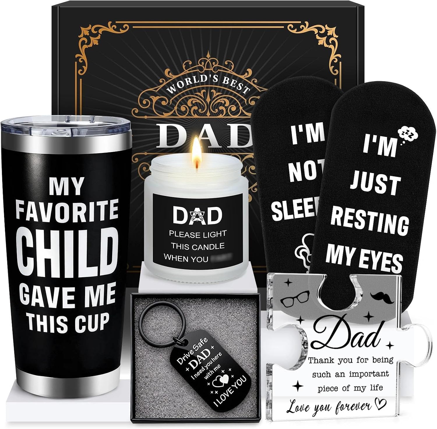 Gifts for Dads Birthday Funny Dad Gifts from Daughter Son Kids Cool Father Happy Birthday Gift Ideas for Dads Presents Basket for Best Dad Ever, Daddy Father Gift Stuff for Christmas, Fathers Day