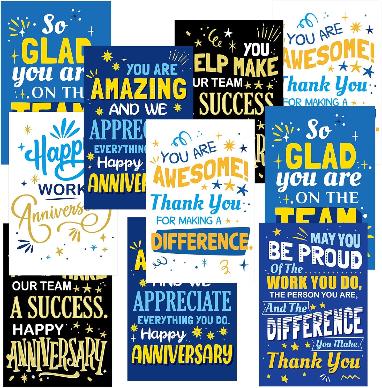 Fancy Land Work Anniversary Cards Employee Appreciation Cards with Envelopes for Business Greetings Work Team Encouragement Supplies 30Pcs