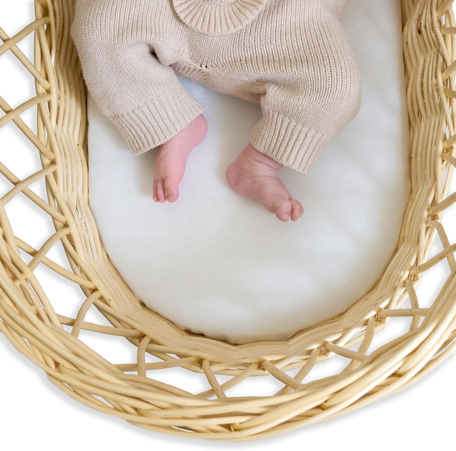Clair de Lune Wicker Moses Basket Fibre Mattress, Water Resistant Baby Bassinet Mattresses 65 x 28 cm