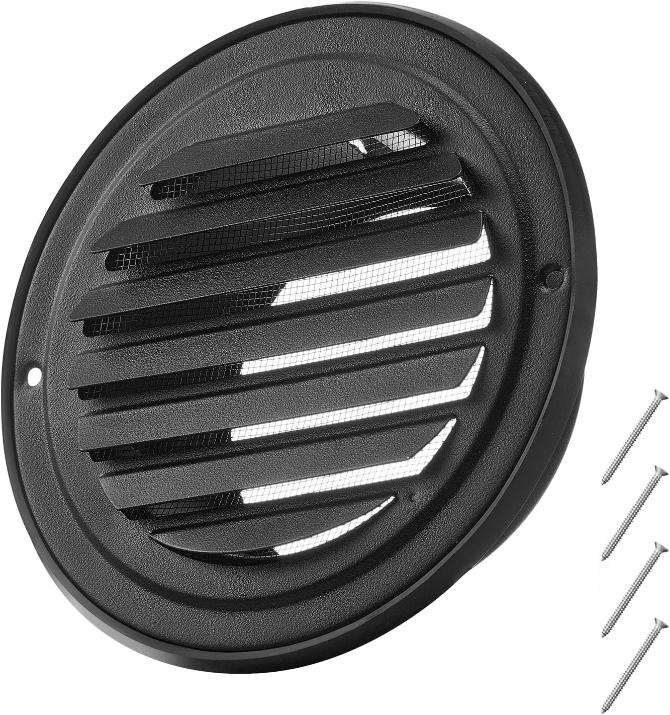 VEVOR 4 inch Wall Vent Cover, Louvered Round AC Vent Gable Cover, Premium Stainless Steel & with Built-in a Protection Screen, for House,Bathroom,Garage,Kitchen,Basement (2 Pack, Black)