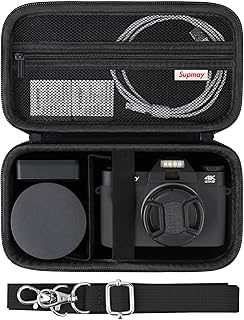 Vlogging Camera Case Compatible with Duluvulu/for TEBNGIHNM/for zheozeig/for Oiadek 4K Digital Camera, Vlog Camera Carrying Case for Lens, Usb Cable, Batteries and Other Accessories, Black