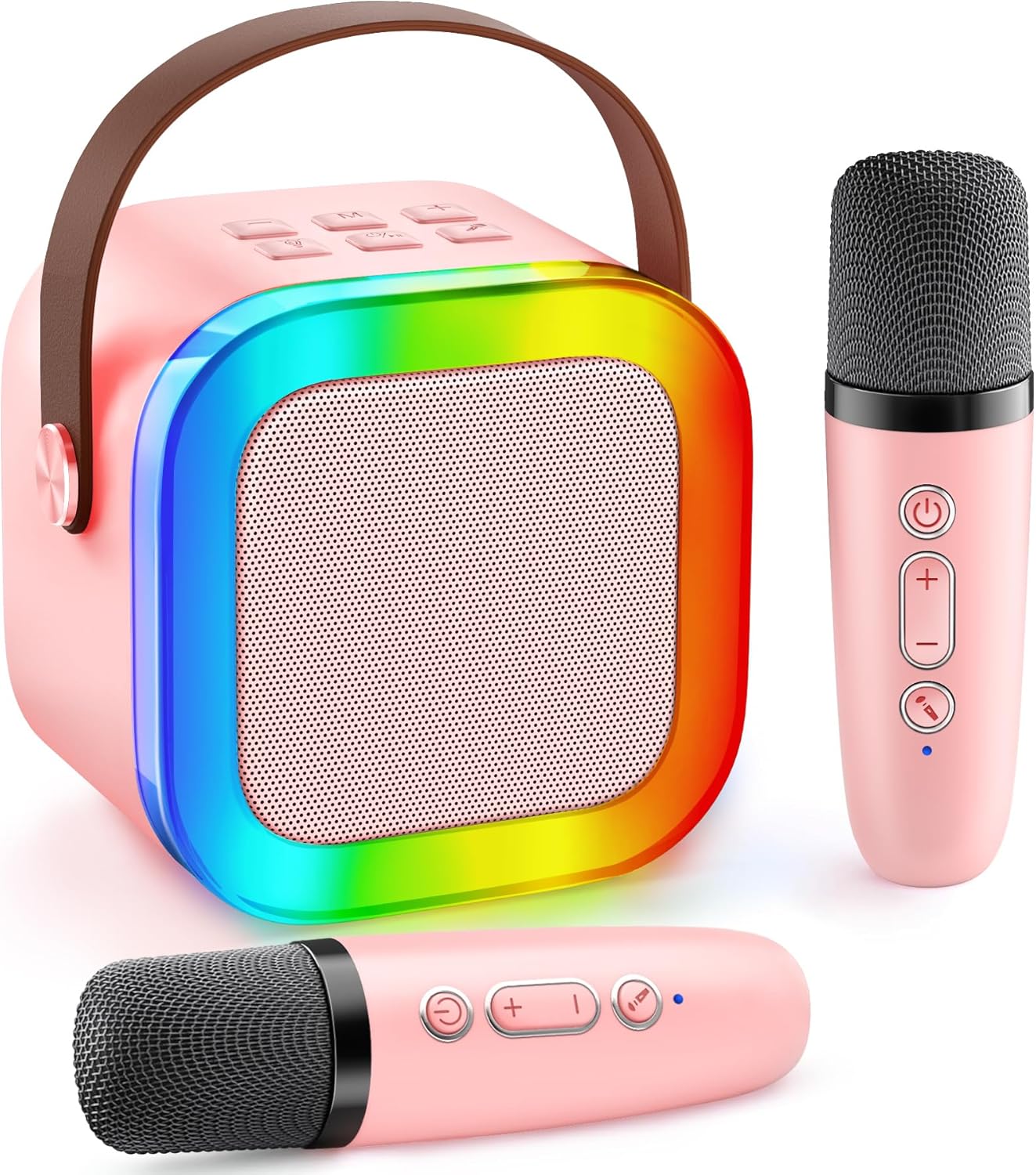 Gontence Karaoke Machine 2 Microphones - Pink Karaoke Microphones for Girls Birthday Presents - Girls Toys Age 3-12 - Kids Microphone Toys for 3-15 Year Old Girls - Christmas and Easter Gifts for Kids