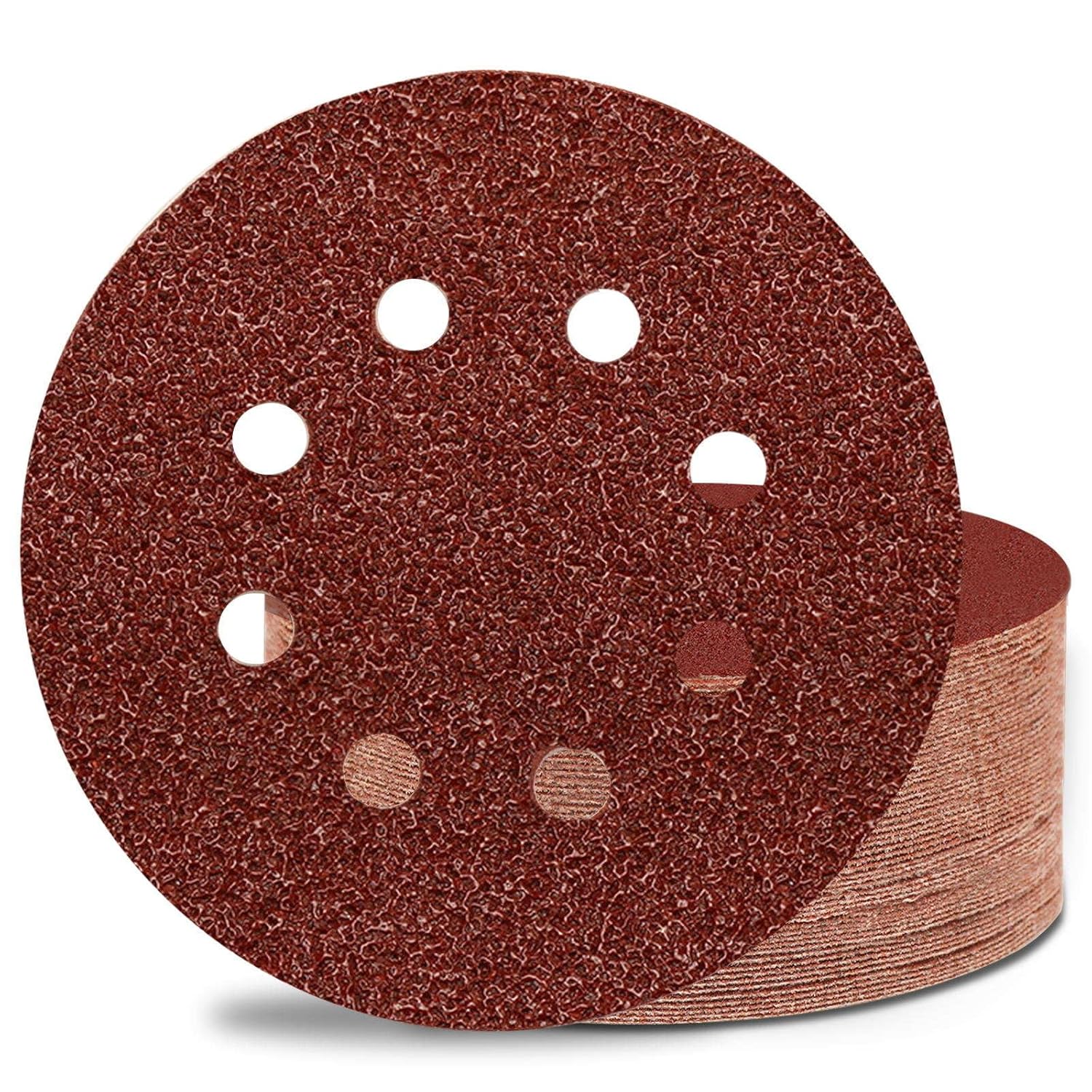 5 Inch Sanding Discs Hook and Loop, 70 PCS 8 Hole Sandpaper Include 40, 60, 80, 120, 180, 240, 320 Grit for Random Orbital Sander