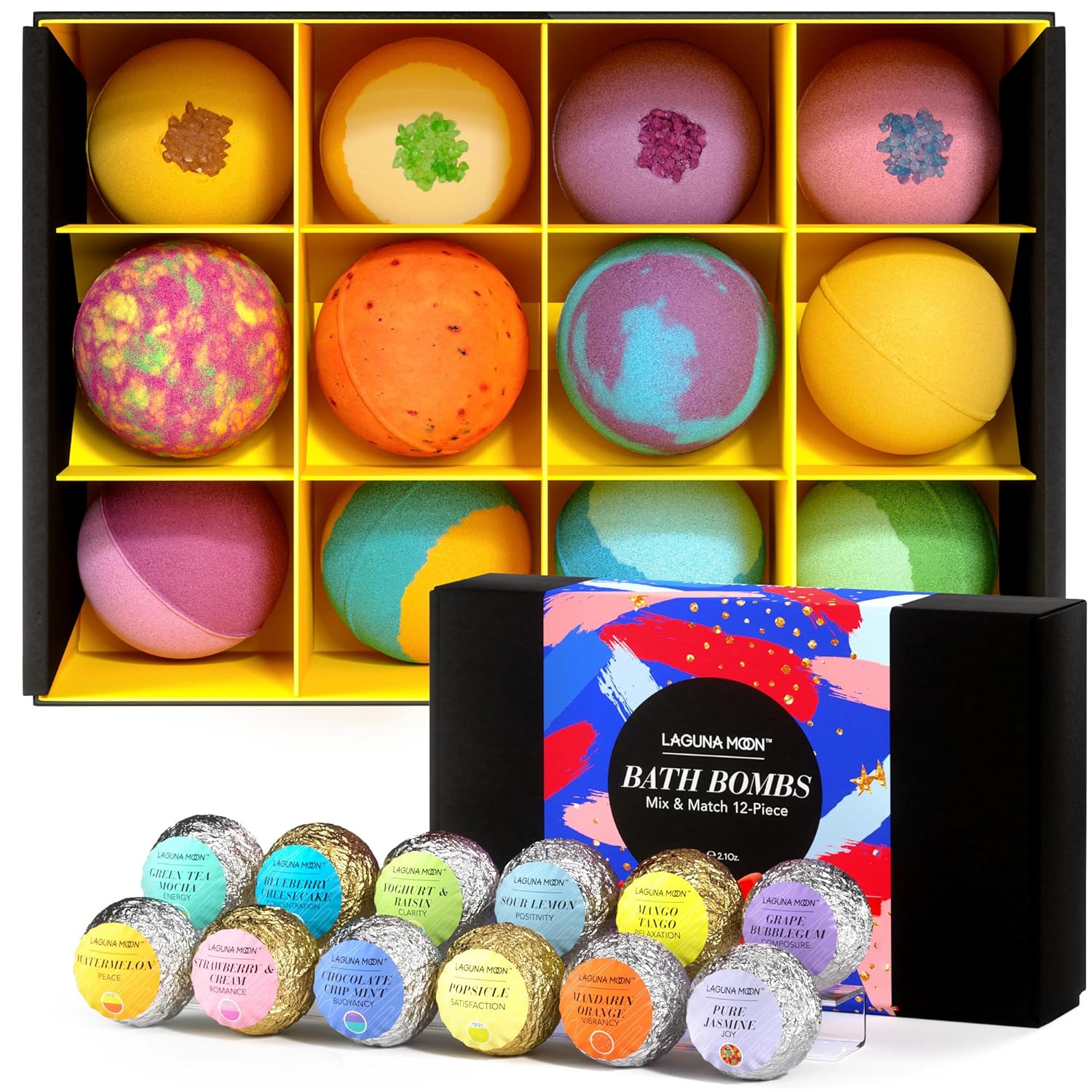 Bath Bombs for Kids and Women - Bubble Bath Shower Salts for Women - Relaxing Bathbombs Set - Bath Essentials Shower Bubble Steamers (12-Pack ･ Bath Bombs)