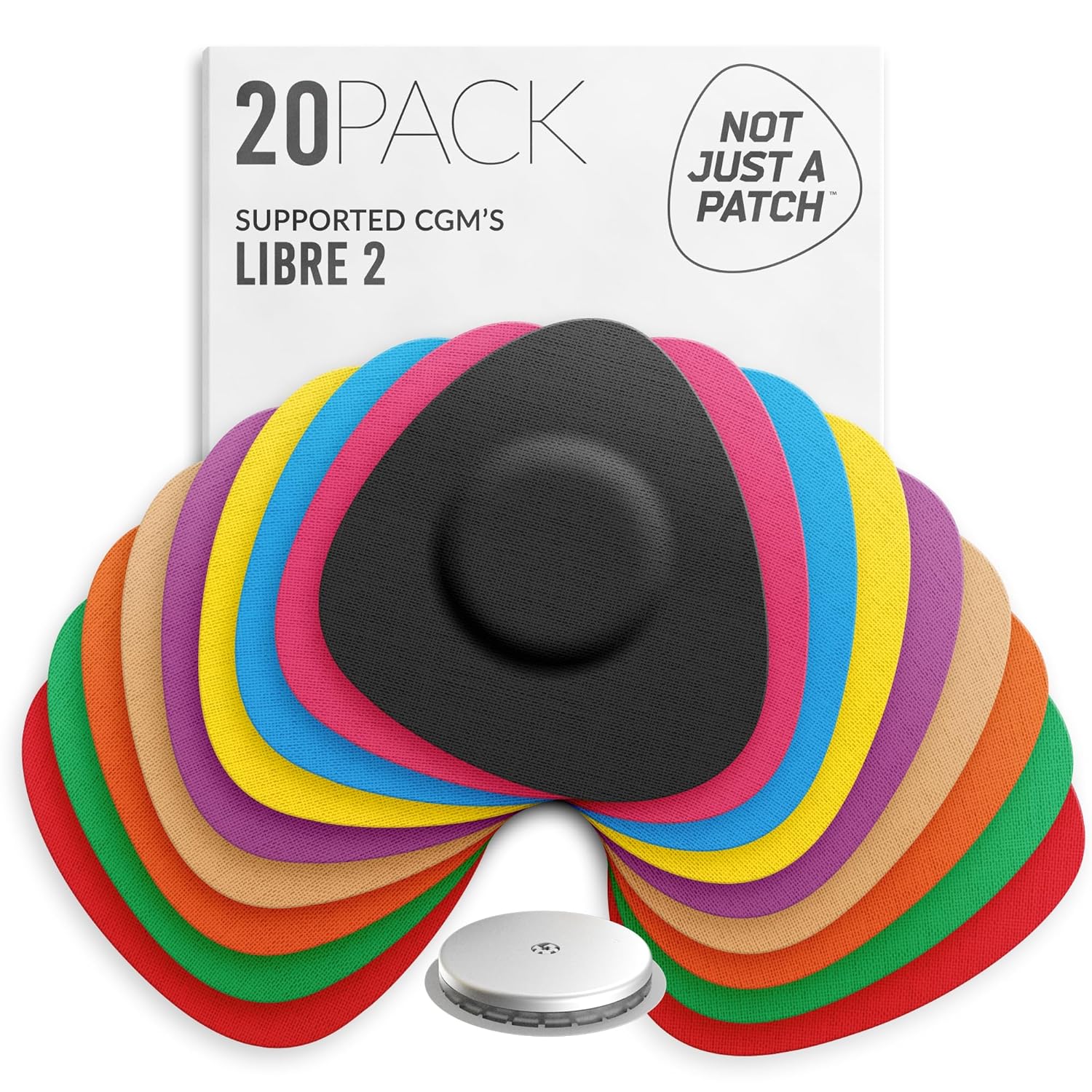 Not Just A Patch Freestyle Libre 2 Sensor Covers (20 Pack) Lingo CGM Patches for Freestyle Libre 2 - Water Resistant & Durable for 10-14 Days - Pre-Cut in Multicolor