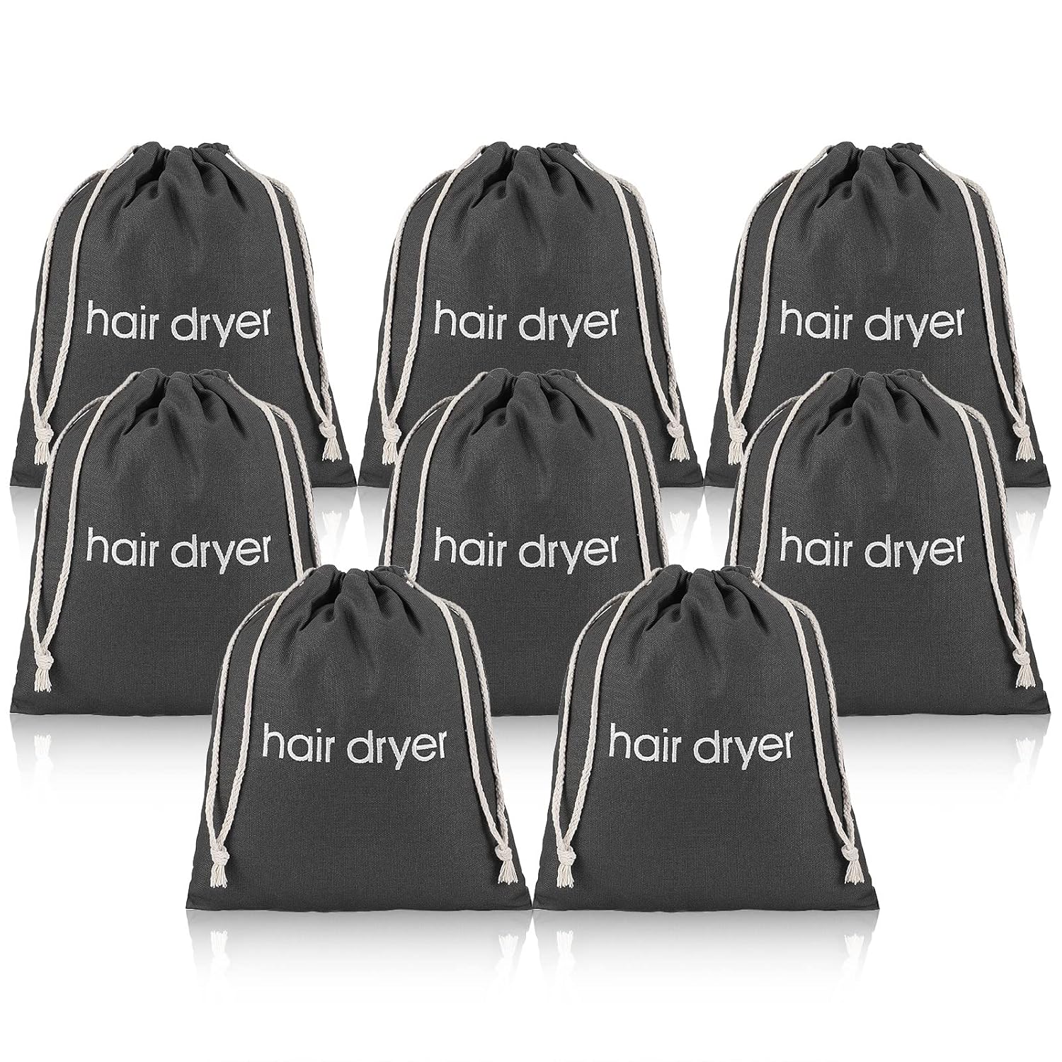 3 | 6 | 8 Pack Hair Dryer Bags Drawstring Bag Container Hairdryer Bag for travel bathroom (8 PCS Grey)