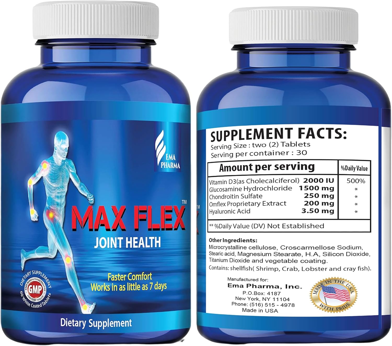 MAX FLEX UC-II, Collagen Supplement for Joint Health – Advanced Joint Support Supplement with Glucosamine, Chondroitin, Joint Inflammatory Relief as Turmeric – Gluten Free – 60 Tablets, 2 Tablets/Day