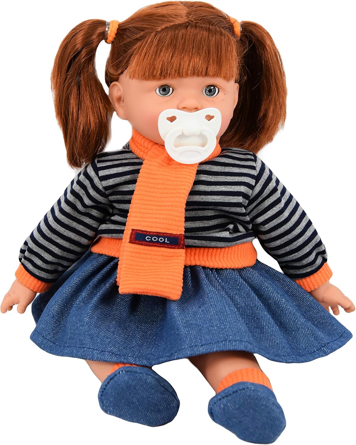 The Magic Toy Shop Bibi Doll - 18" Realistic Lifelike Sleeping Soft Body Ginger Baby Dolls with Freckles & Baby Sounds (Girl)