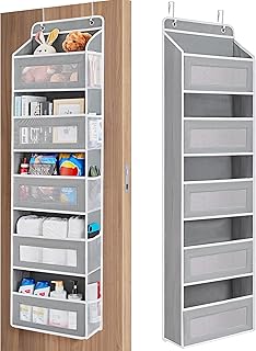 JARLINK Over The Door Organizer Storage, 5 Shelf Hanging Door Organizer with 5 Large Capacity Pockets, Anti Tilt 44 lb Load Behind Door Organizer for Bedroom, Bathroom, Pantry, Nursery, (Grey)