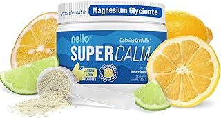 Nello Supercalm Powdered Drink Mix, Lemon Lime, L Theanine, Ksm-66 Ashwagandha, Magnesium Glycinate, Vitamin D 3, Supplements for Relaxation & Focus, Natural, No Sugar, Non GMO, Vegan, 30 Srvgs