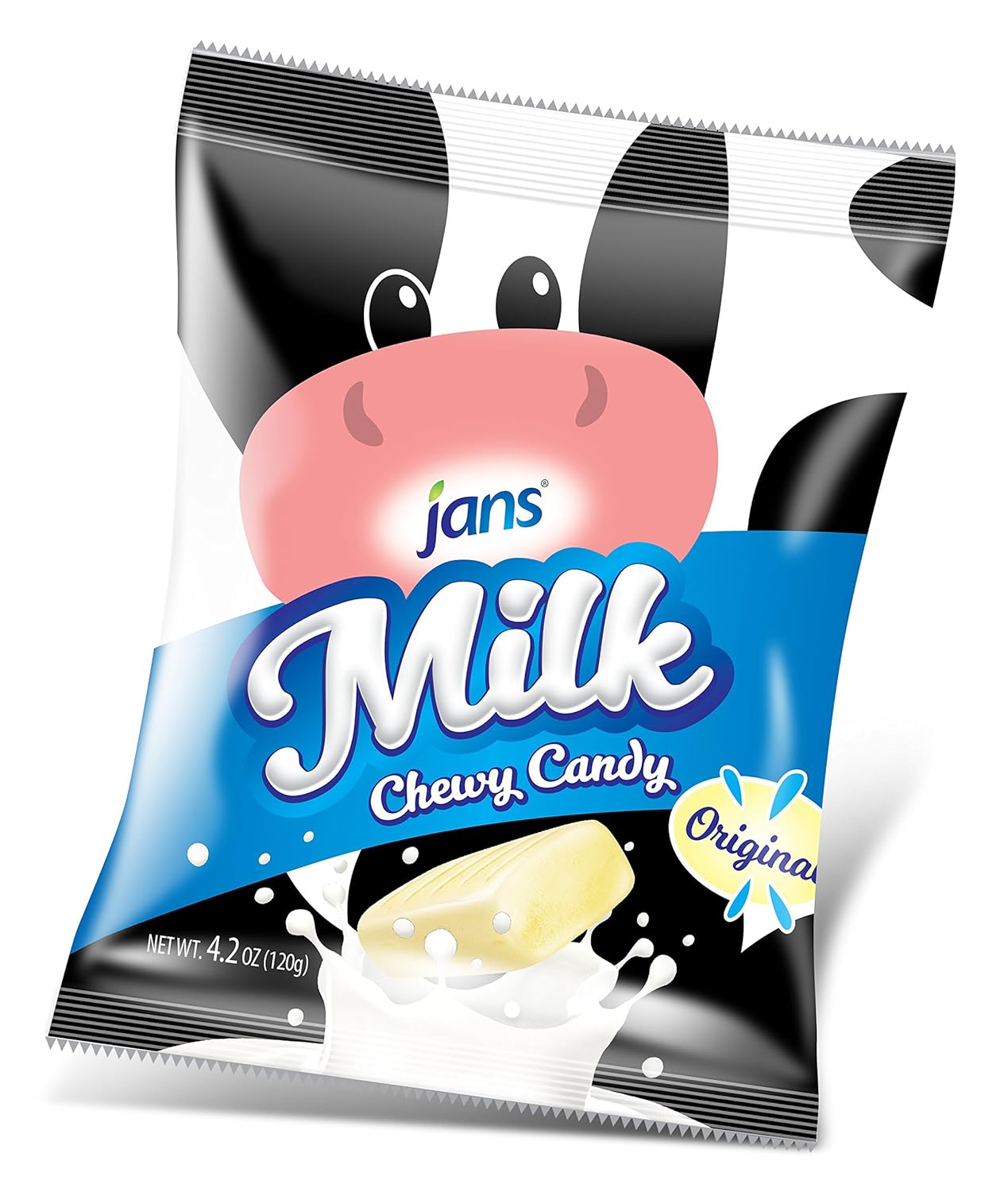 Jans Milk Chewy Candy Original Milk Flavor | Chewy and Non-Sticky Candy | Cholesterol-Free | Fat-Free | Low-Calories | Irresistible Treat for Kids and Adults 4.20 oz per bag (Pack of 1)