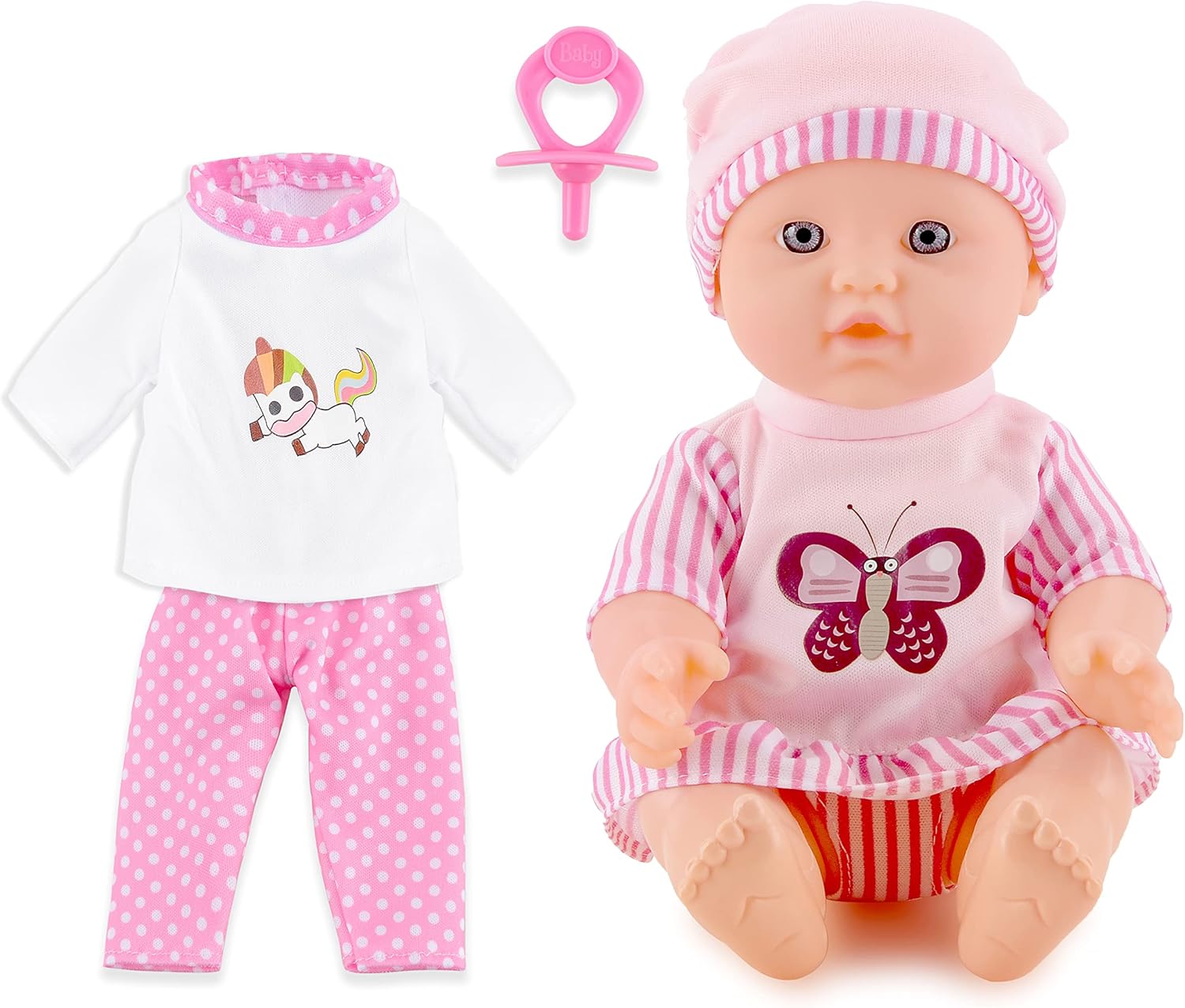 Toy Choi's 12 Inch Baby Doll Pink - Dolls with Rompers and Hat Accessories, Christmas Birthday Gift for Toddlers 2 3 4 5+ Year Old Girls Boys