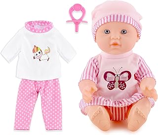 Toy Choi's 12 Inch Baby Doll Pink - Dolls with Rompers and Hat Accessories, Christmas Birthday Gift for Toddlers 2 3 4 5+ Year Old Girls Boys