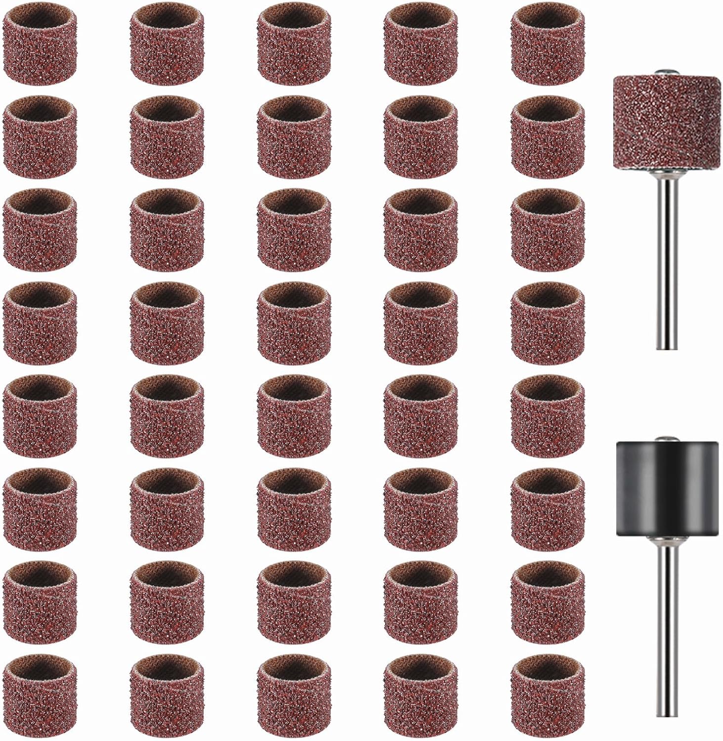 42 Pcs Pet Nail Grinder Replacement Kit with Grit Sanding Bands Pet Dog Nail Smoother Sanding Drum Set Pet Claw Grooming Supplies for Dog Claw Care (80#/120#)