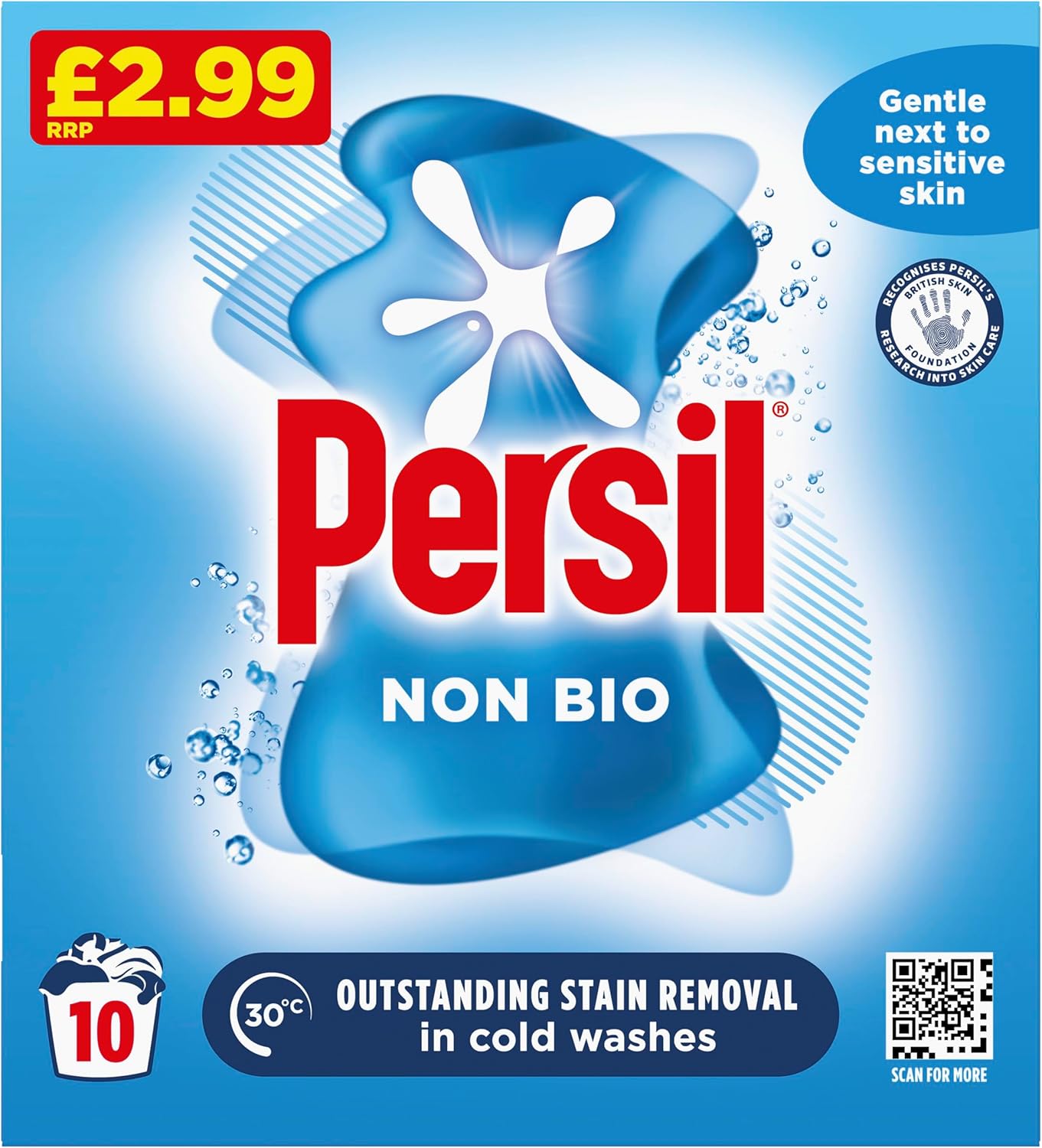 Persil Non Bio Washing Powder gentle next to sensitive skin for outstanding stain removal in cold washes 10 washes (500 g)