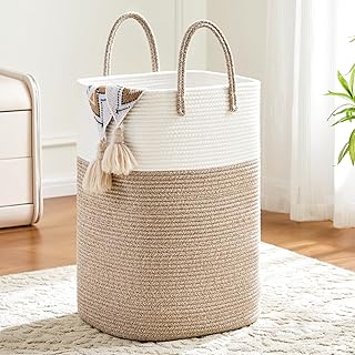 Laundry Basket,Woven Cotton Rope Laundry Hamper,60L Versatile Storage for Dirty Clothes,Baby Toys,and Blankets in Bathroom, Nursery,and Living Room