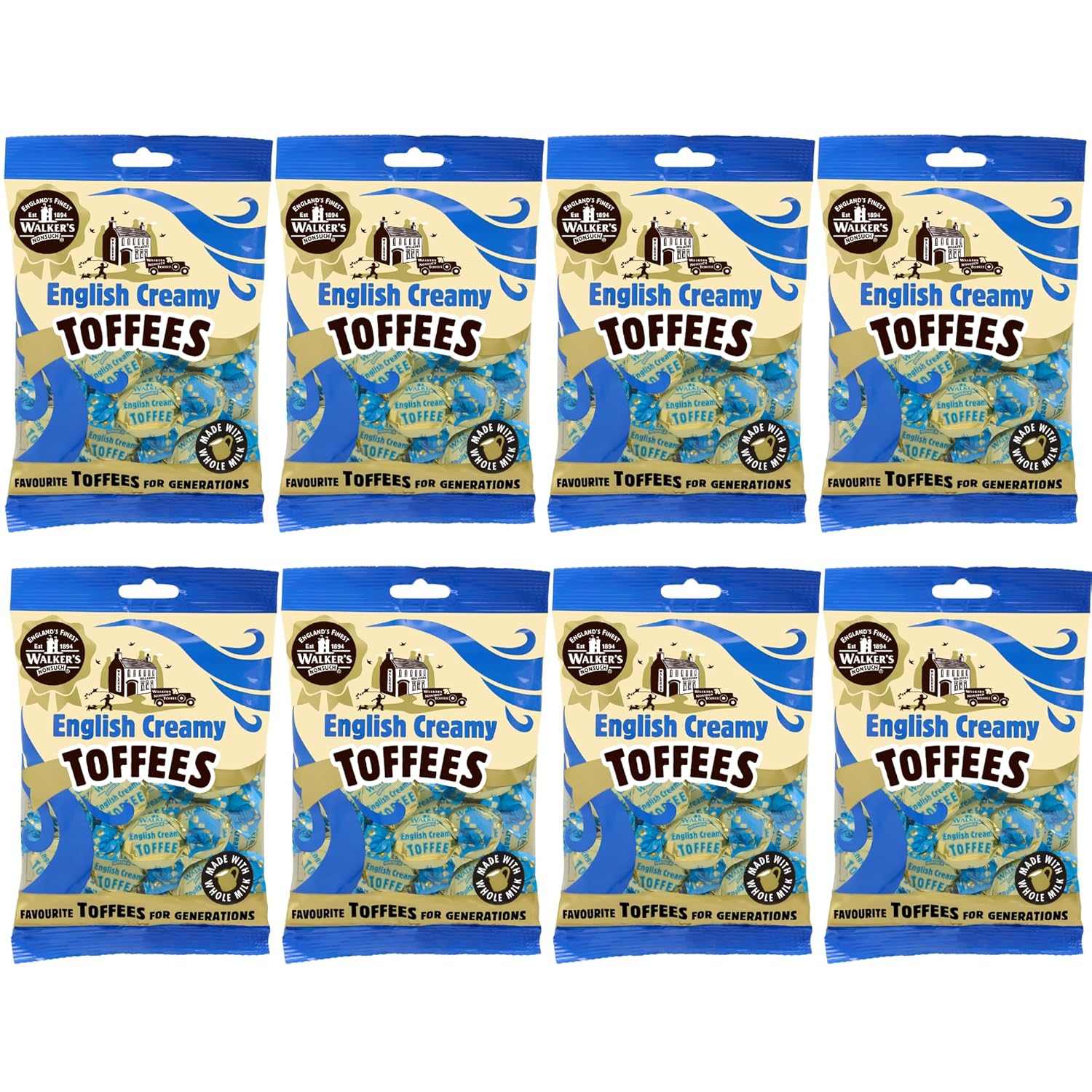 Walkers' Nonsuch English Creamy Toffees | with Whole Milk & Butter | Imported from UK | Traditional British Sweets | Classic English Toffee | 5.29 Oz (Pack of 8)