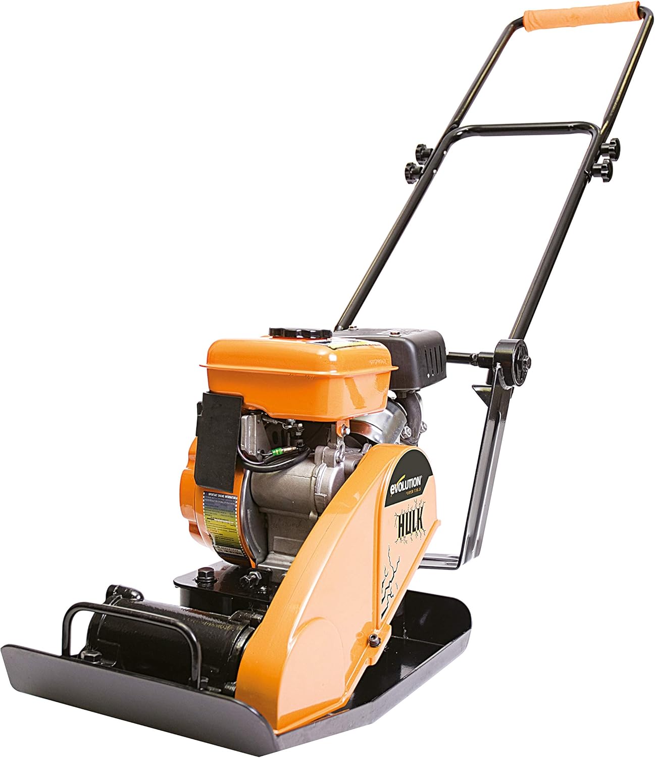 Evolution Power tools Hulk Compactor Plate Petrol - 230V Domestic Use - Ideal For Levelling Pavement, Patio, Blockwork, Tarmac Repair, Sand, Soil & More