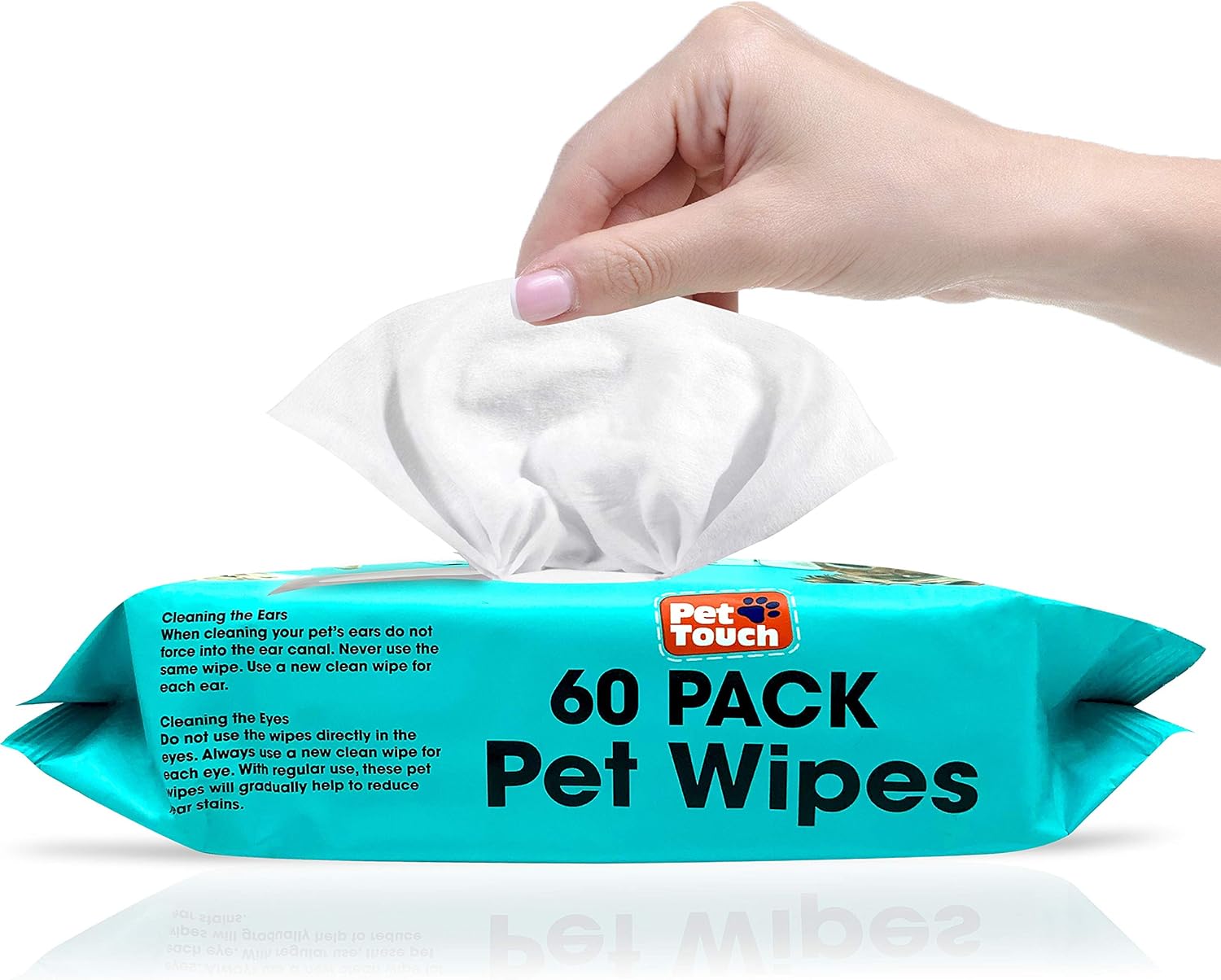 Pet Touch 6 X 60 Pack All Purpose PET WIPES for daily Cleaning of your Dogs and Cats Deodorizing ALCOHOL FREE and WET Moist Dog Paw Cleaner & Dog Ear Cleaner Wipes (6 Pack (360 Wipes))
