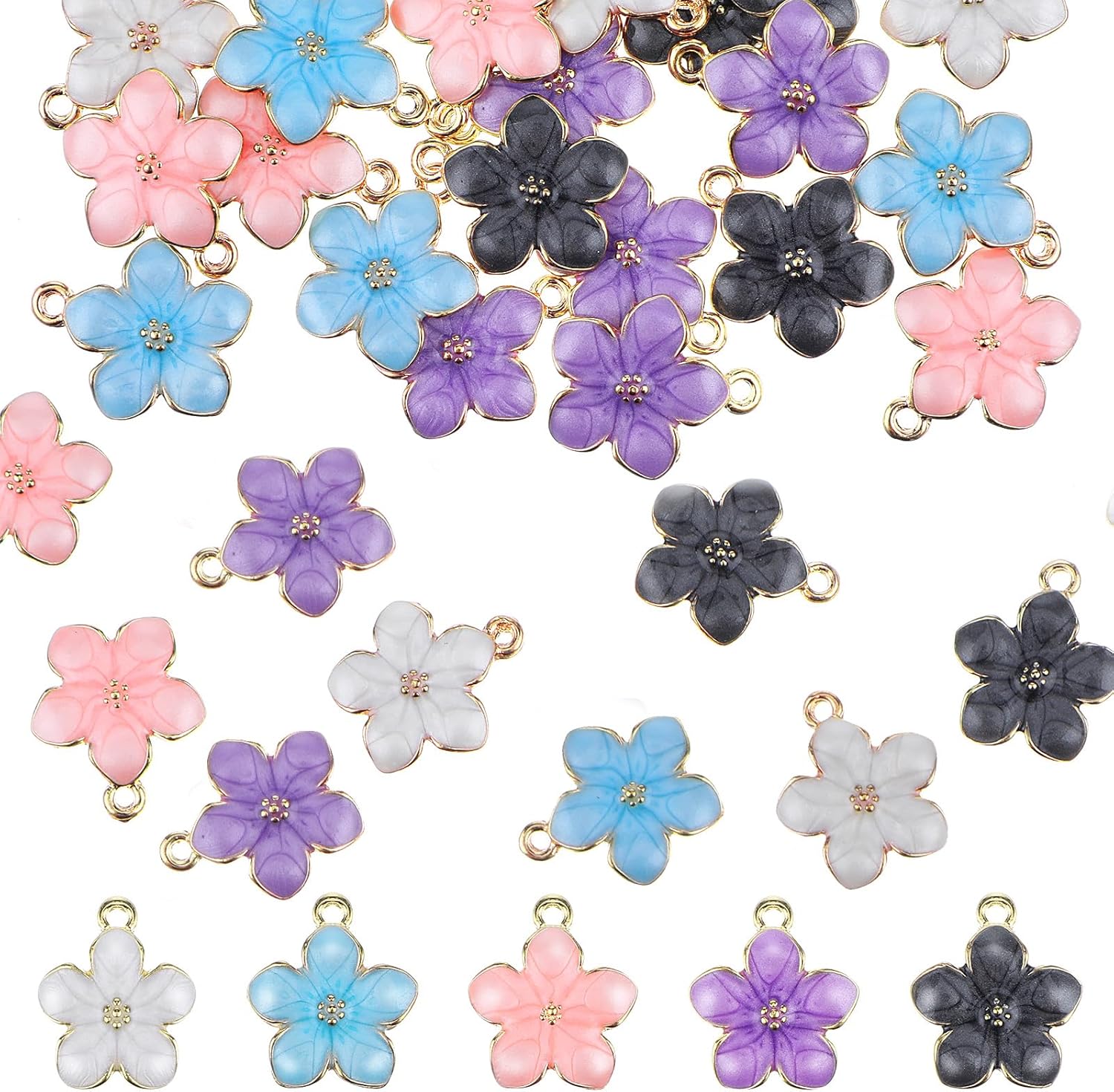DIVINA VITAE 25 Pcs Jewelry Charms Gold Plated Enamel Cherry Charm Pendan Cute Small Flower Charms for Jewelry Making Kit Bracelet Necklace Earrings Keychain Charm DIY Crafts Crafting