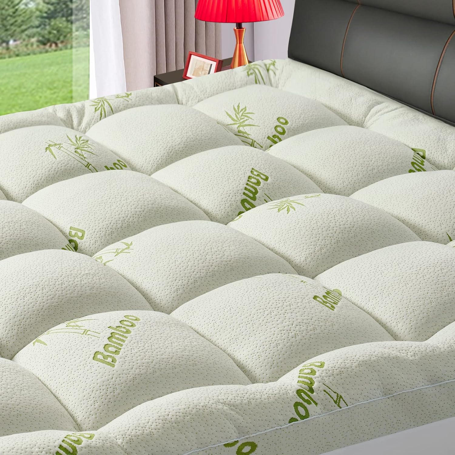 Premium Viscose Made from Bamboo King Size Mattress Topper for Back Pain, 1200 GSM Quilted Fitted Extra Thick Mattress Pad,Pillow Top Mattress Cover with Deep Pocket Up to 21 Inches（78 * 80inch）