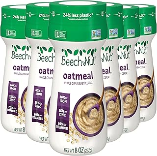 Beech-Nut Baby Cereal, Oatmeal Cereal Stage 1 for Infants, 8 oz Canister (6 Pack)